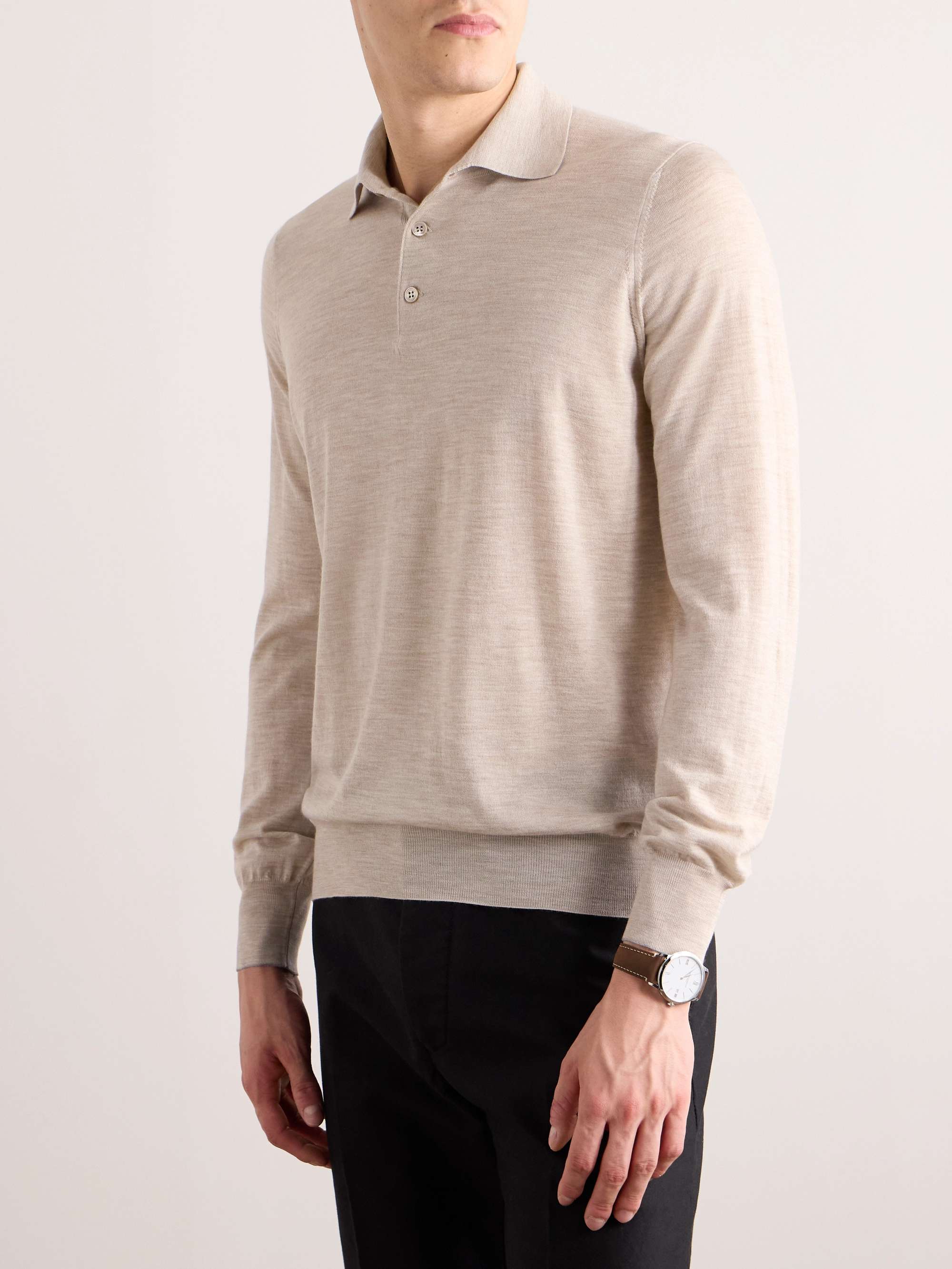 BRUNELLO CUCINELLI Virgin Wool and Cashmere-Blend Polo Shirt