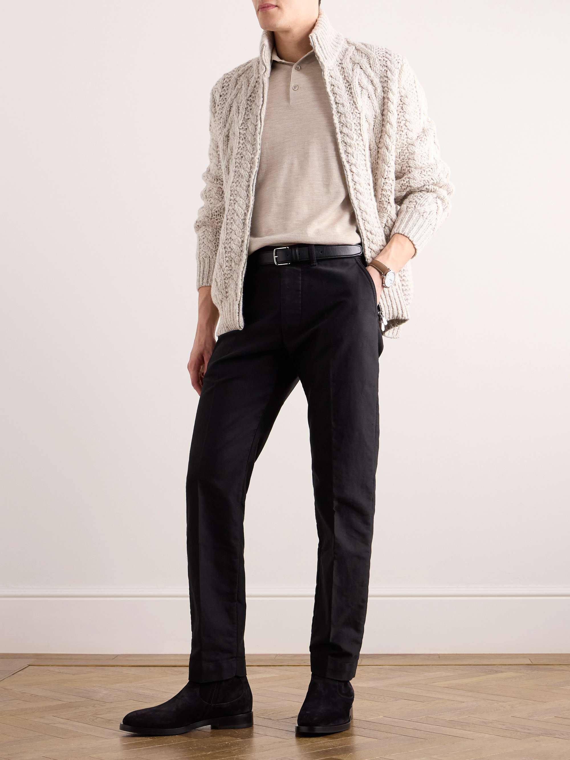 BRUNELLO CUCINELLI Virgin Wool and Cashmere-Blend Polo Shirt