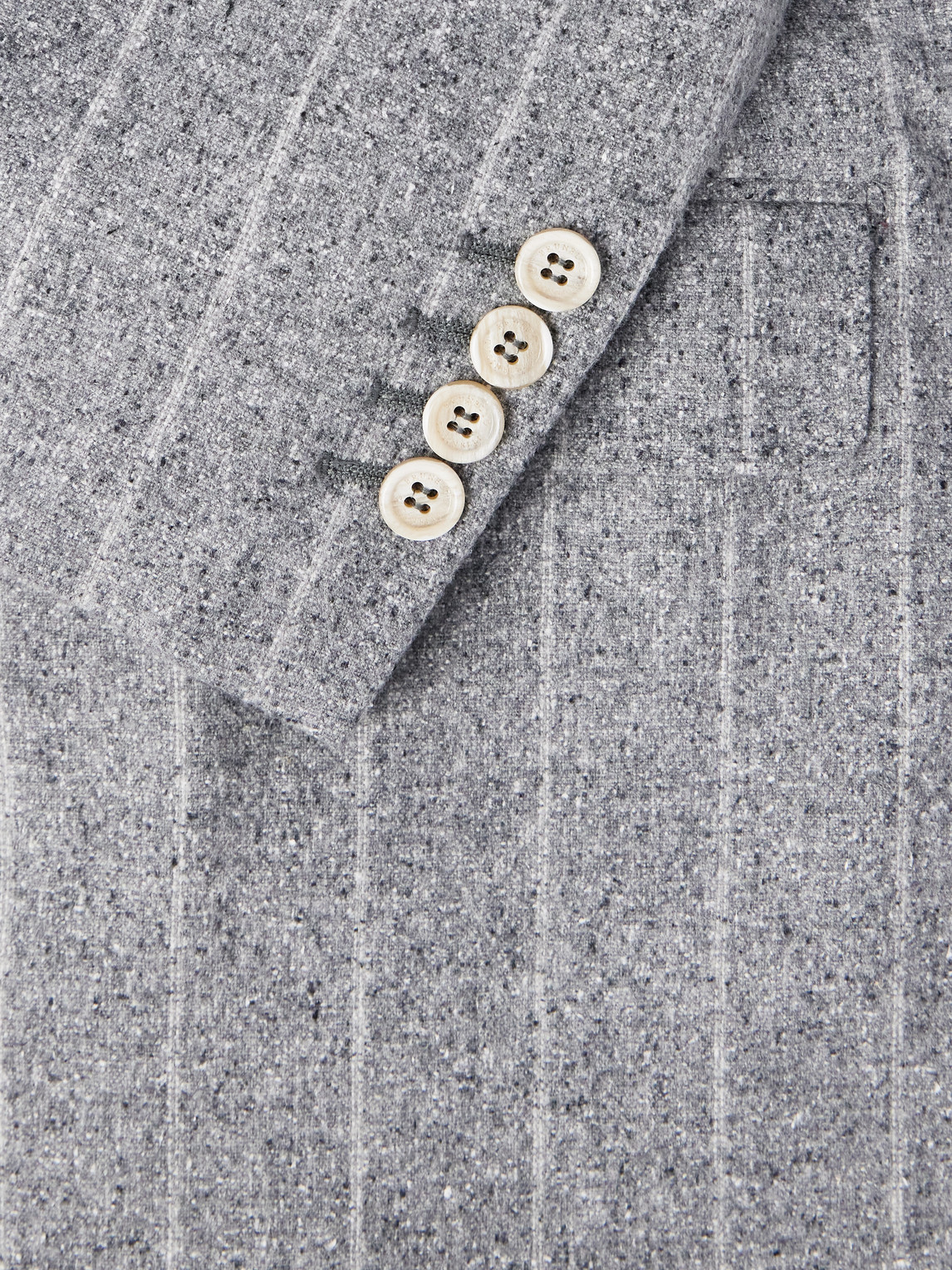 Shop Brunello Cucinelli Double-breasted Striped Silk, Wool And Cashmere-blend Blazer In Unknown
