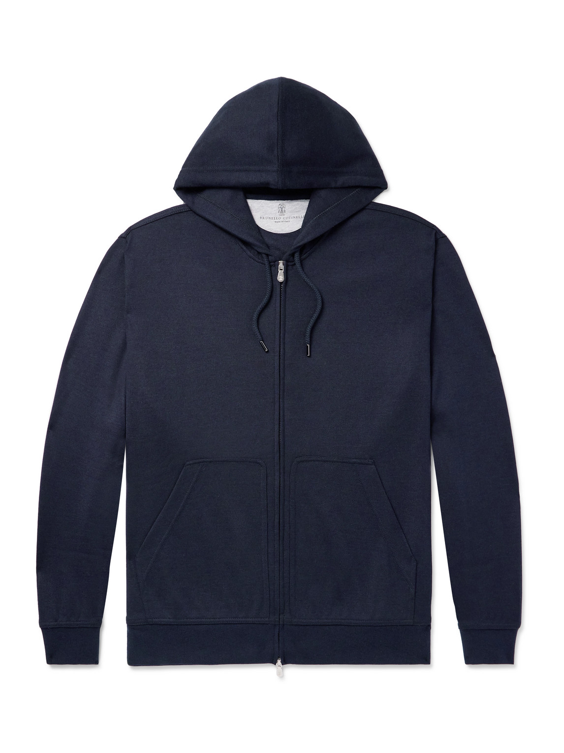 Brunello Cucinelli Cashmere-blend Zip-up Hoodie In Blue