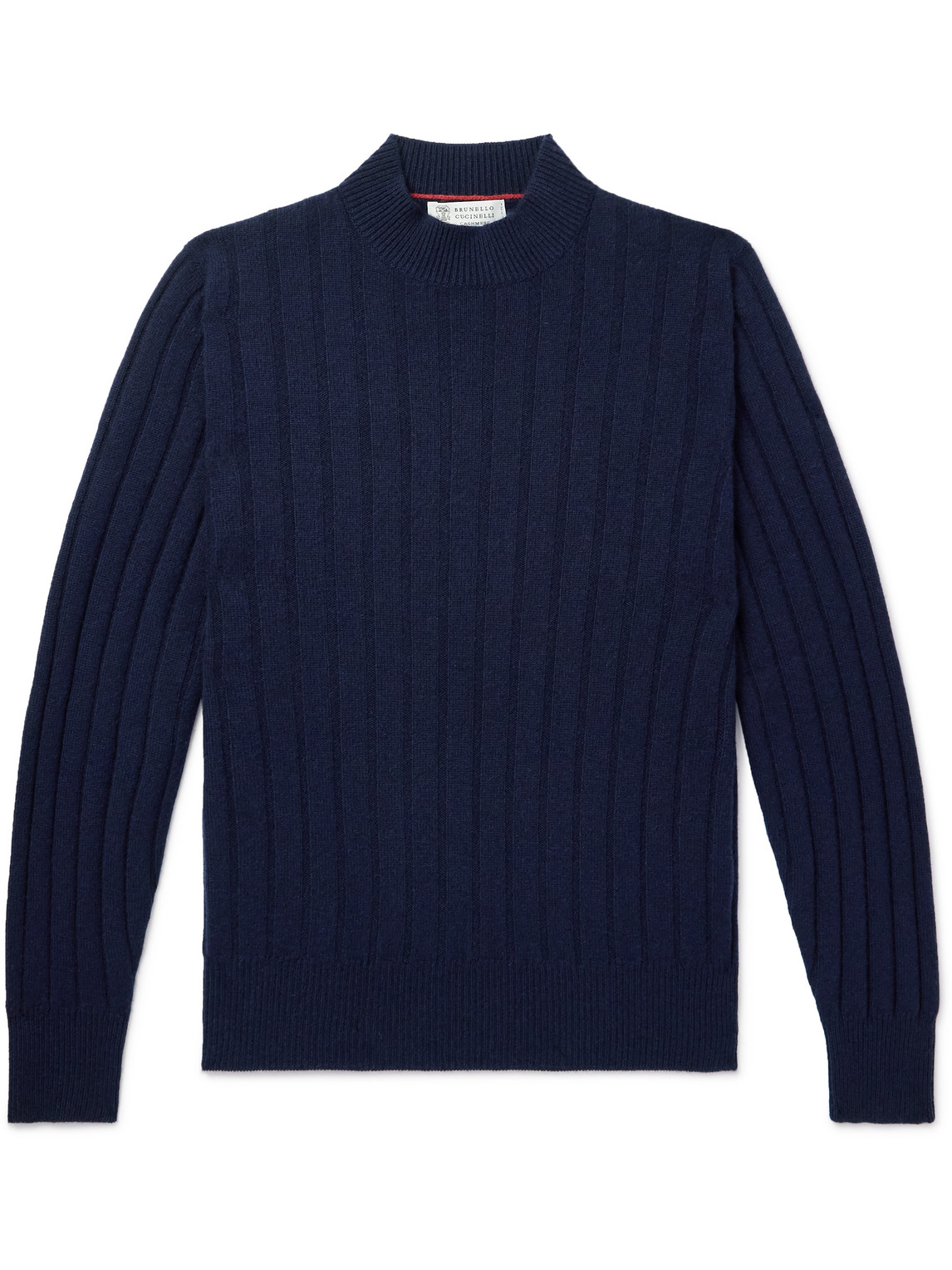 Brunello Cucinelli Ribbed Cashmere Sweater In Blue