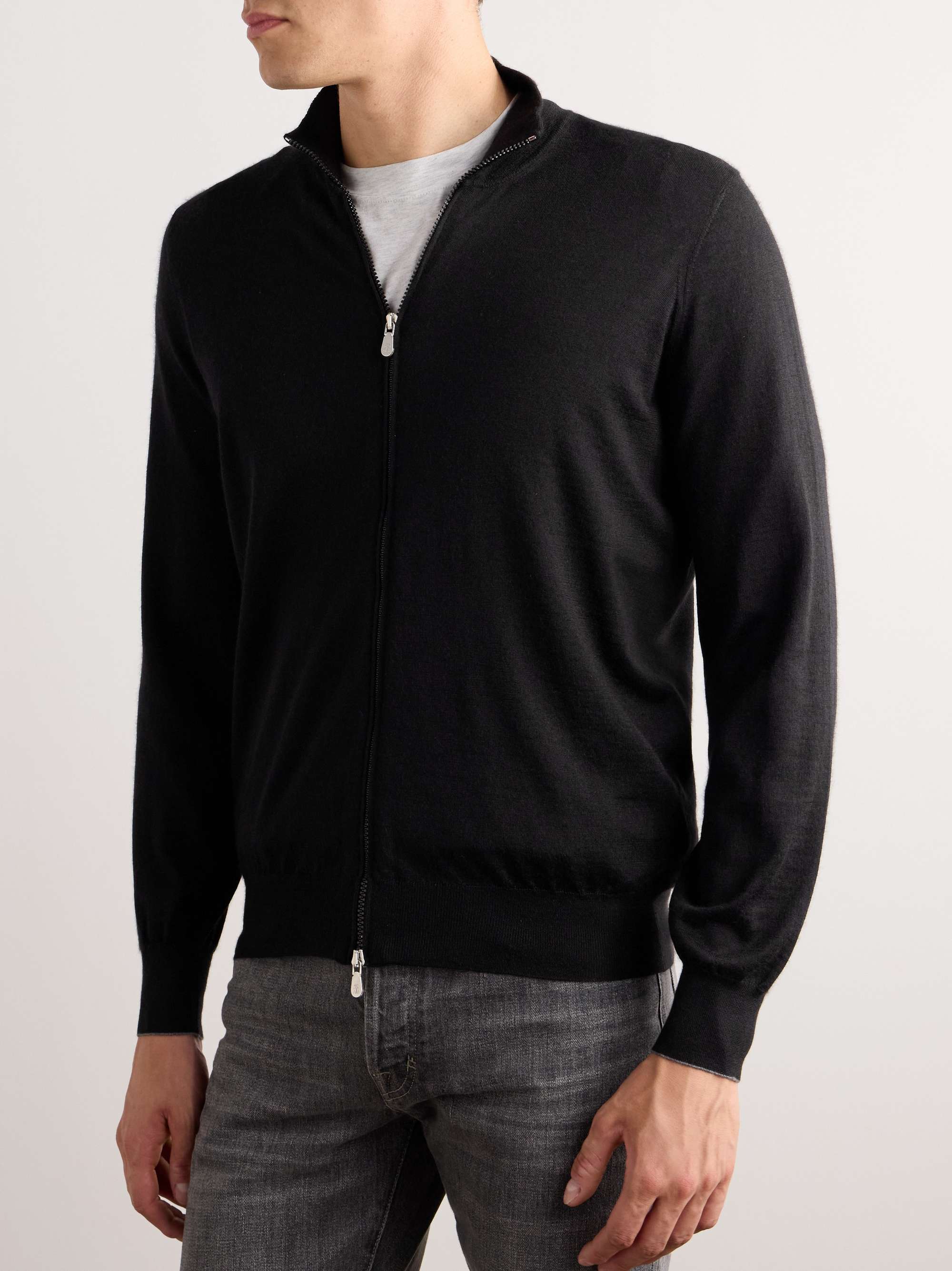 BRUNELLO CUCINELLI Slim-Fit Cashmere and Silk-Blend Zip-Up Cardigan