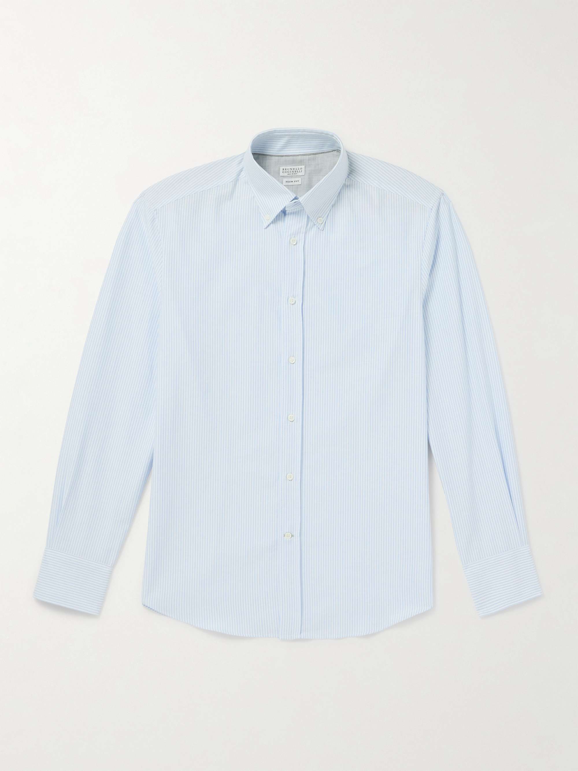 Button Down Collar Striped Cotton Oxford Shirt