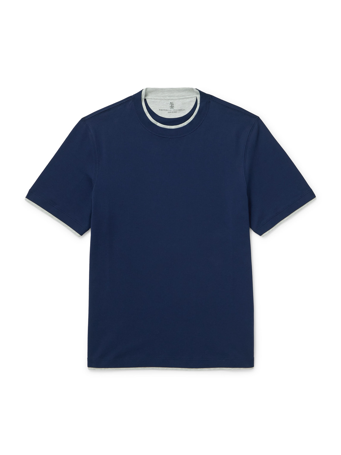 Brunello Cucinelli - Layered Cotton-Jersey T-Shirt - Men - Blue - M