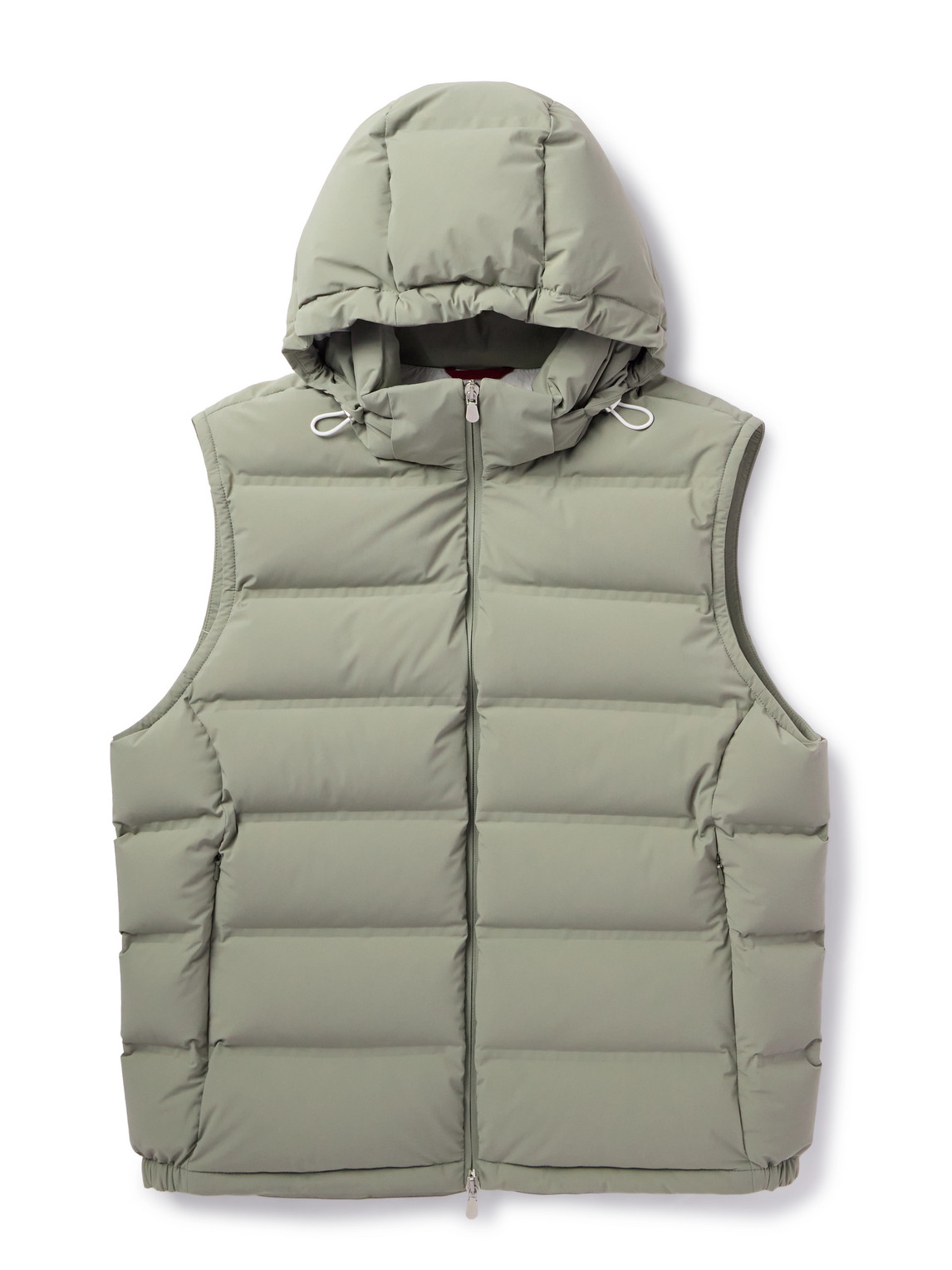 Brunello Cucinelli Quilted Shell Hooded Down Gilet In Green
