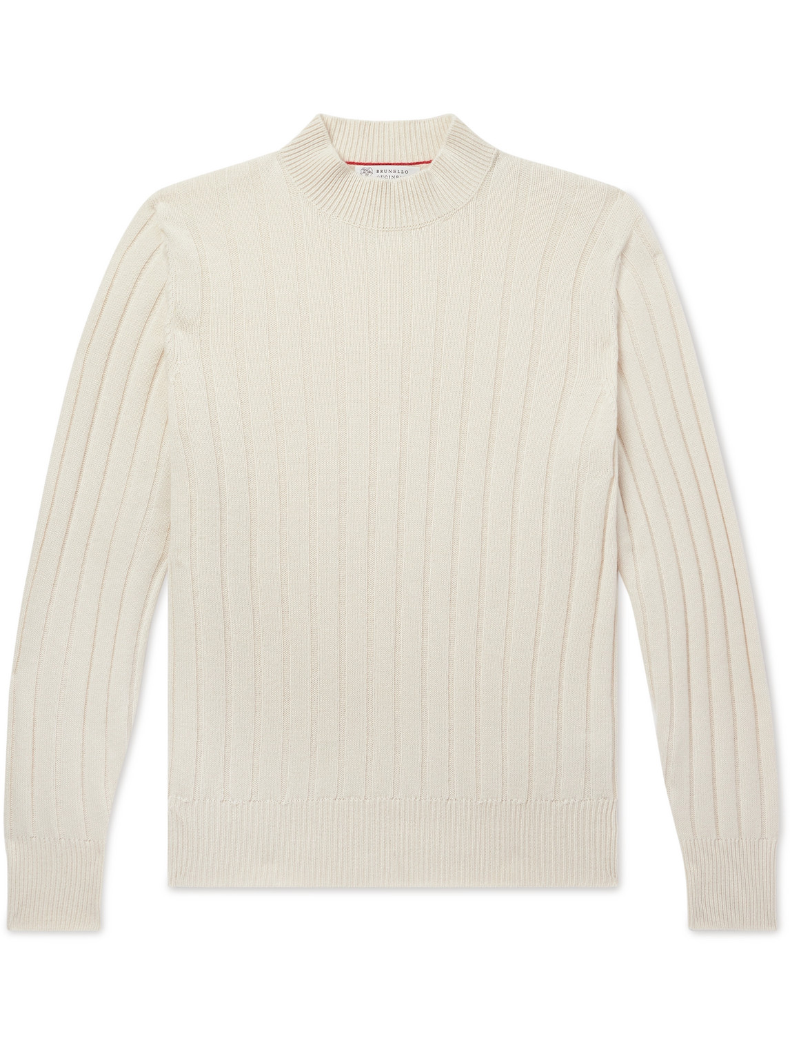 Brunello Cucinelli Ribbed Cashmere Sweater In Neutrals