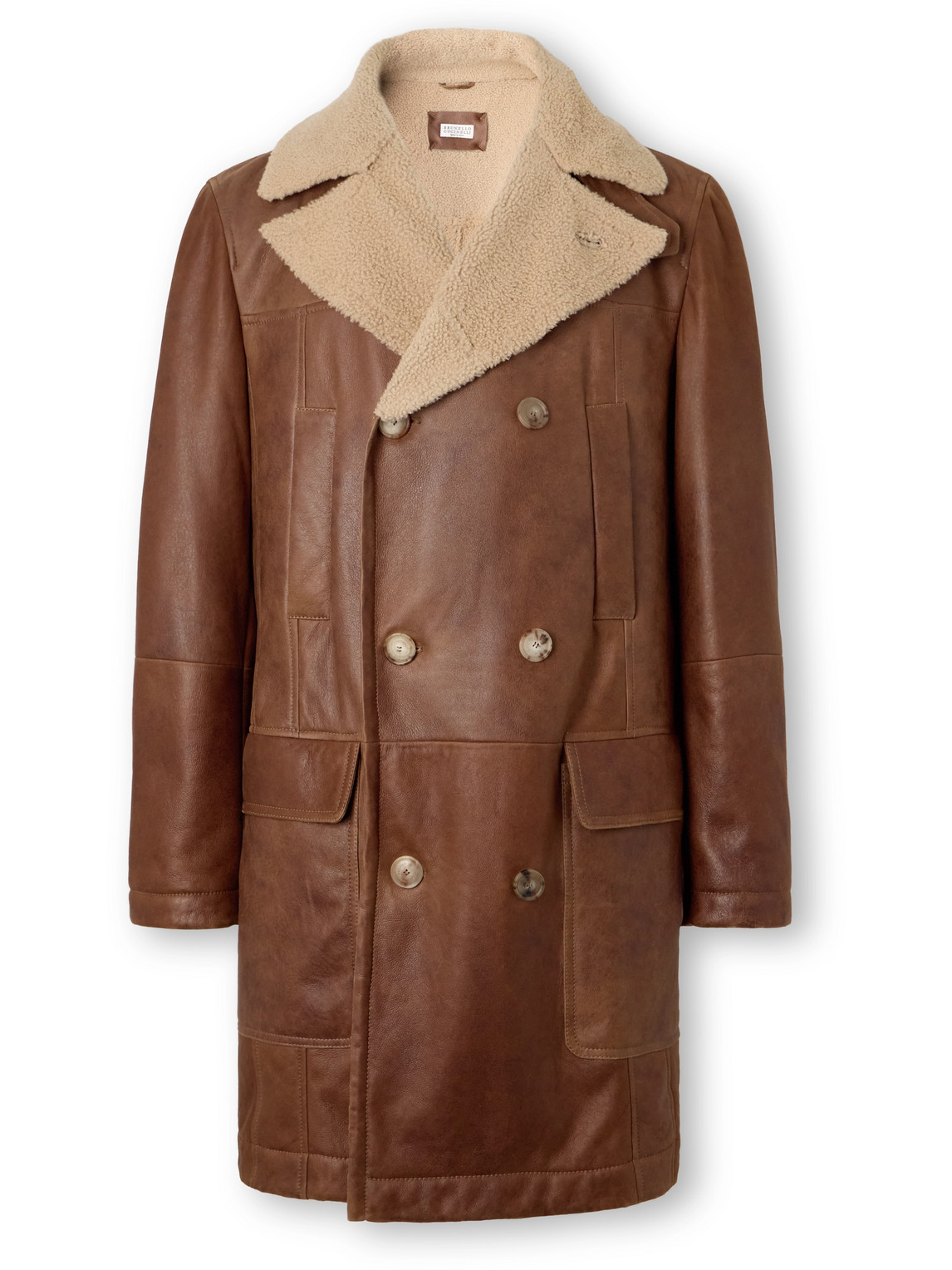 Double-Breasted Shearling Peacoat