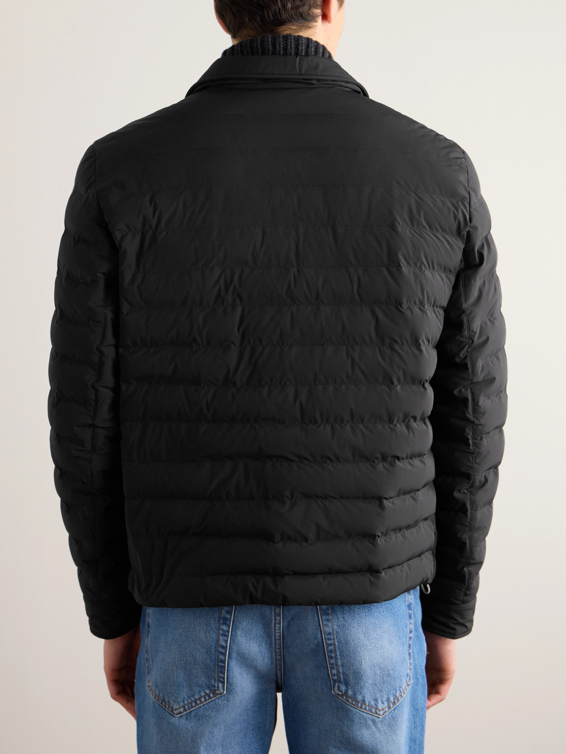 Brunello Cucinelli Quilted Shell Down Shirt Jacket In Black