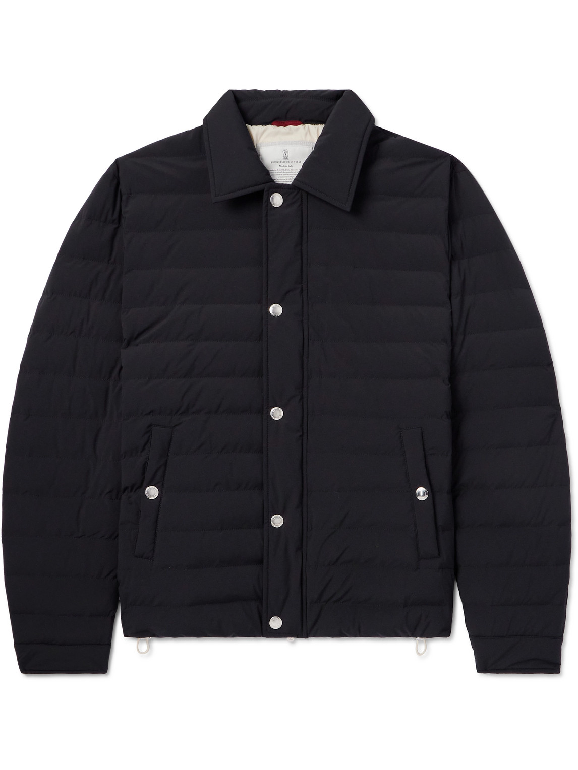 Brunello Cucinelli Quilted Shell Down Shirt Jacket In Black