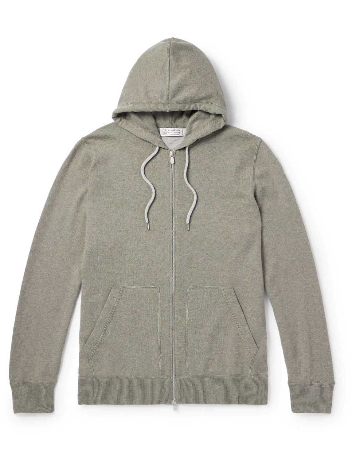 Brunello Cucinelli Cashmere Zip-up Hoodie In Gray