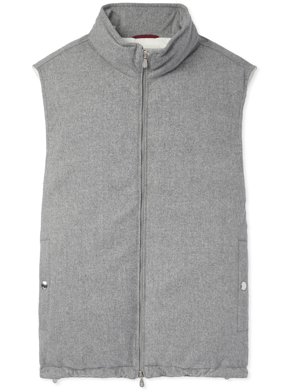 Brunello Cucinelli Wool-felt Down Gilet In Gray