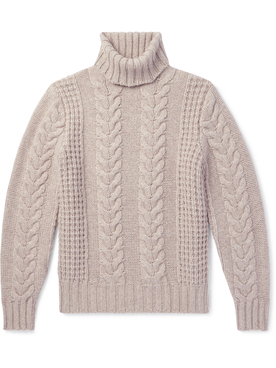 Cable-Knit Cashmere Rollneck Sweater