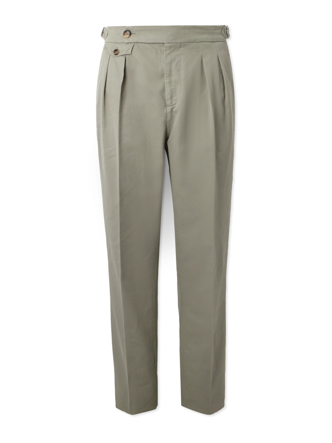 Brunello Cucinelli Tapered Pleated Cotton twill Suit Trousers In Green ModeSens