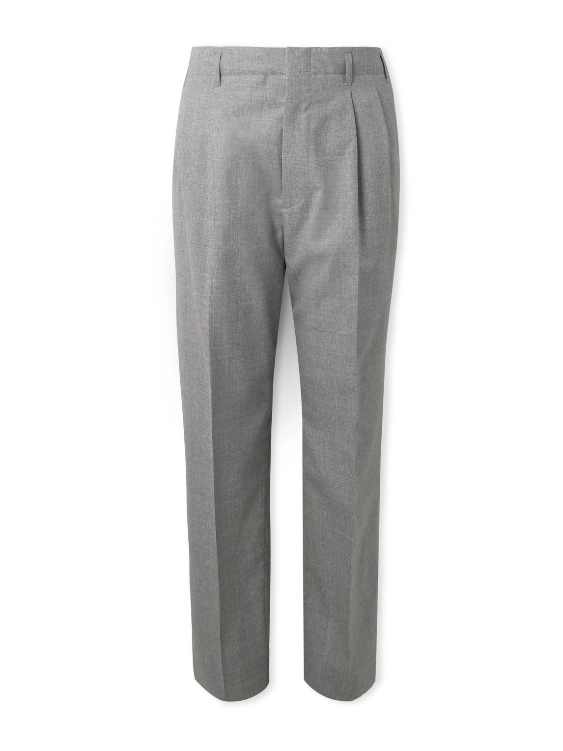 Brunello Cucinelli Tapered Pleated Wool Trousers In Gray