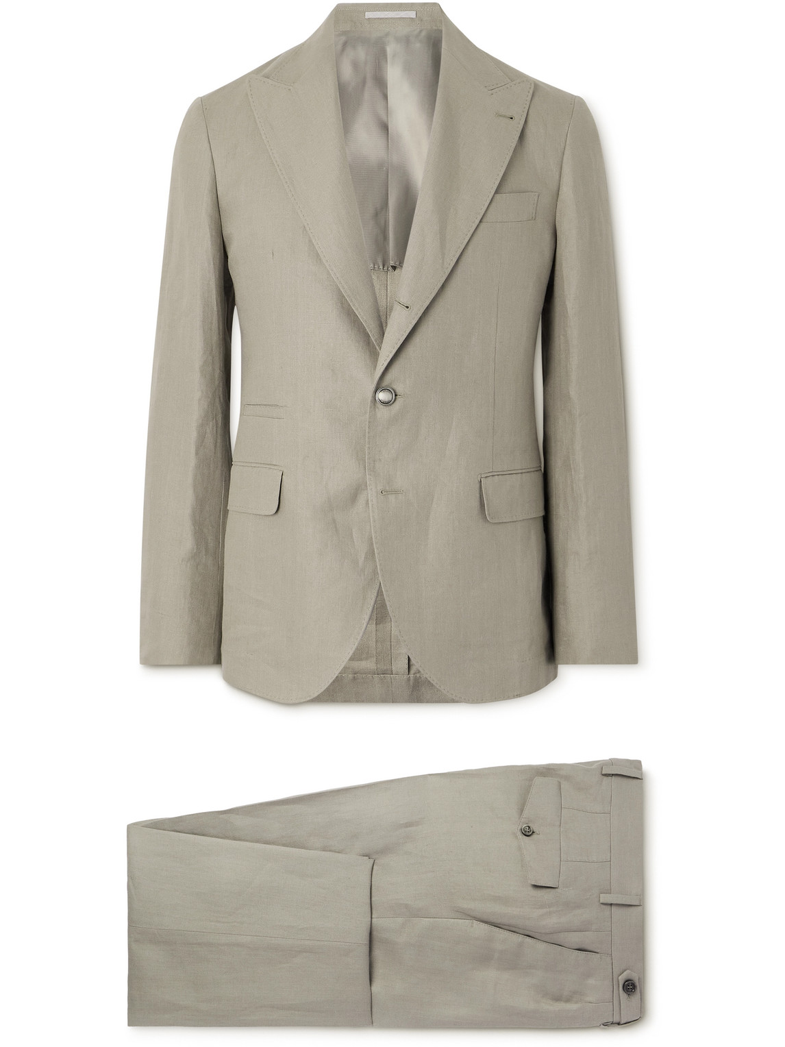 Brunello Cucinelli Herringbone Linen Suit In Neutrals