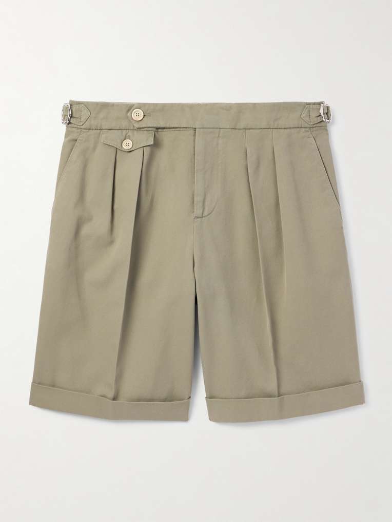 Brunello Cucinelli — Straight-Leg Pleated Garment-Dyed Cotton-Twill Shorts