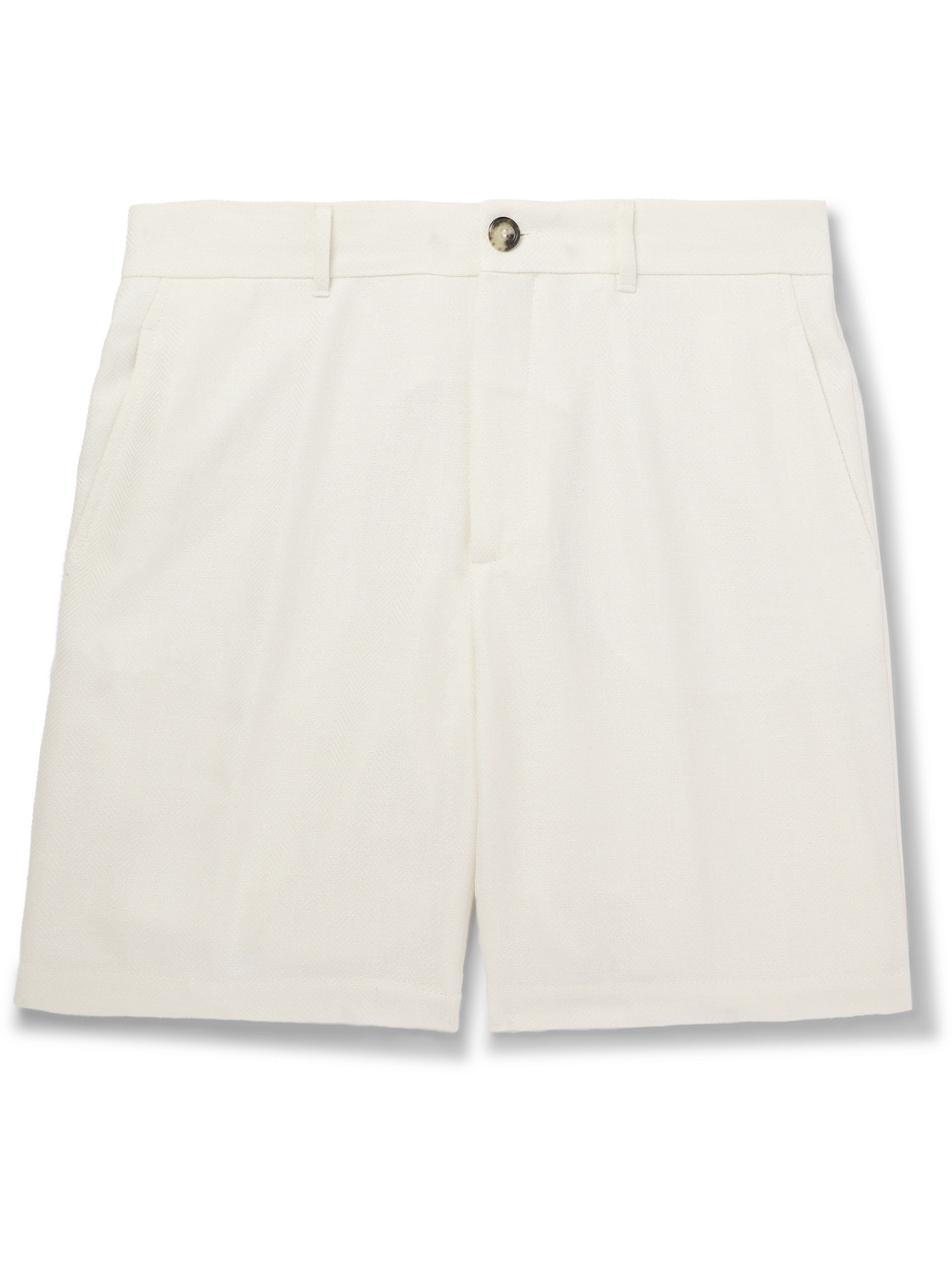Brunello Cucinelli Straight-leg Linen, Silk, Wool And Cotton-blend Bermuda Shorts In Neutrals