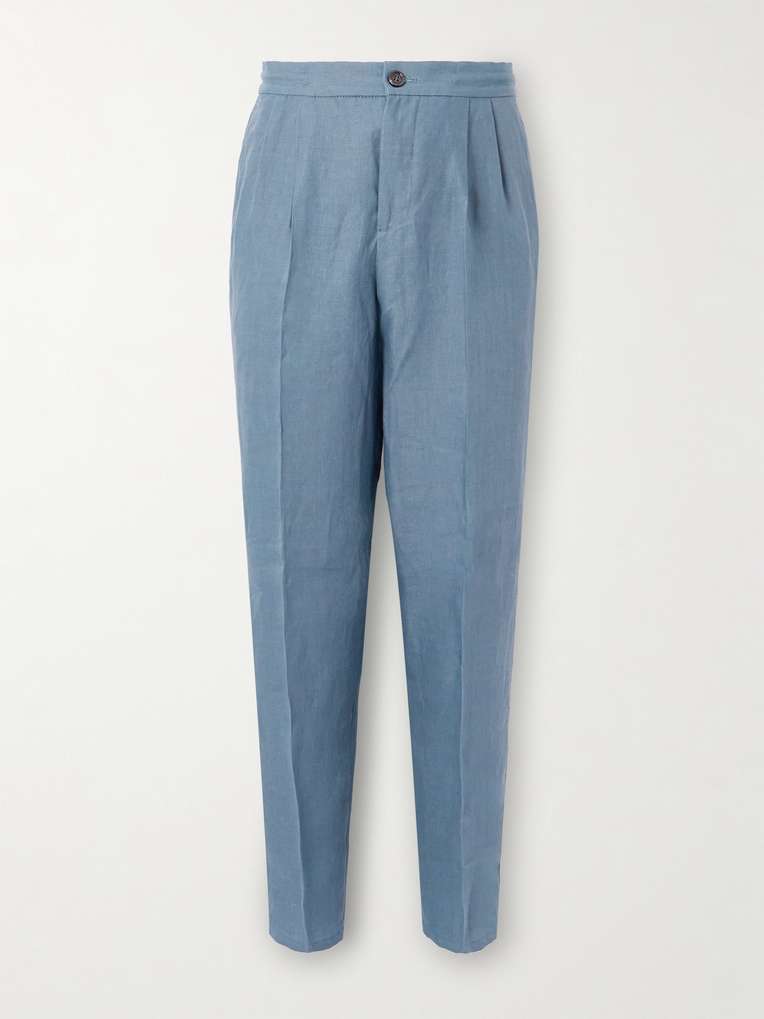 Brunello Cucinelli — Straight-Leg Pleated Linen Suit Trousers