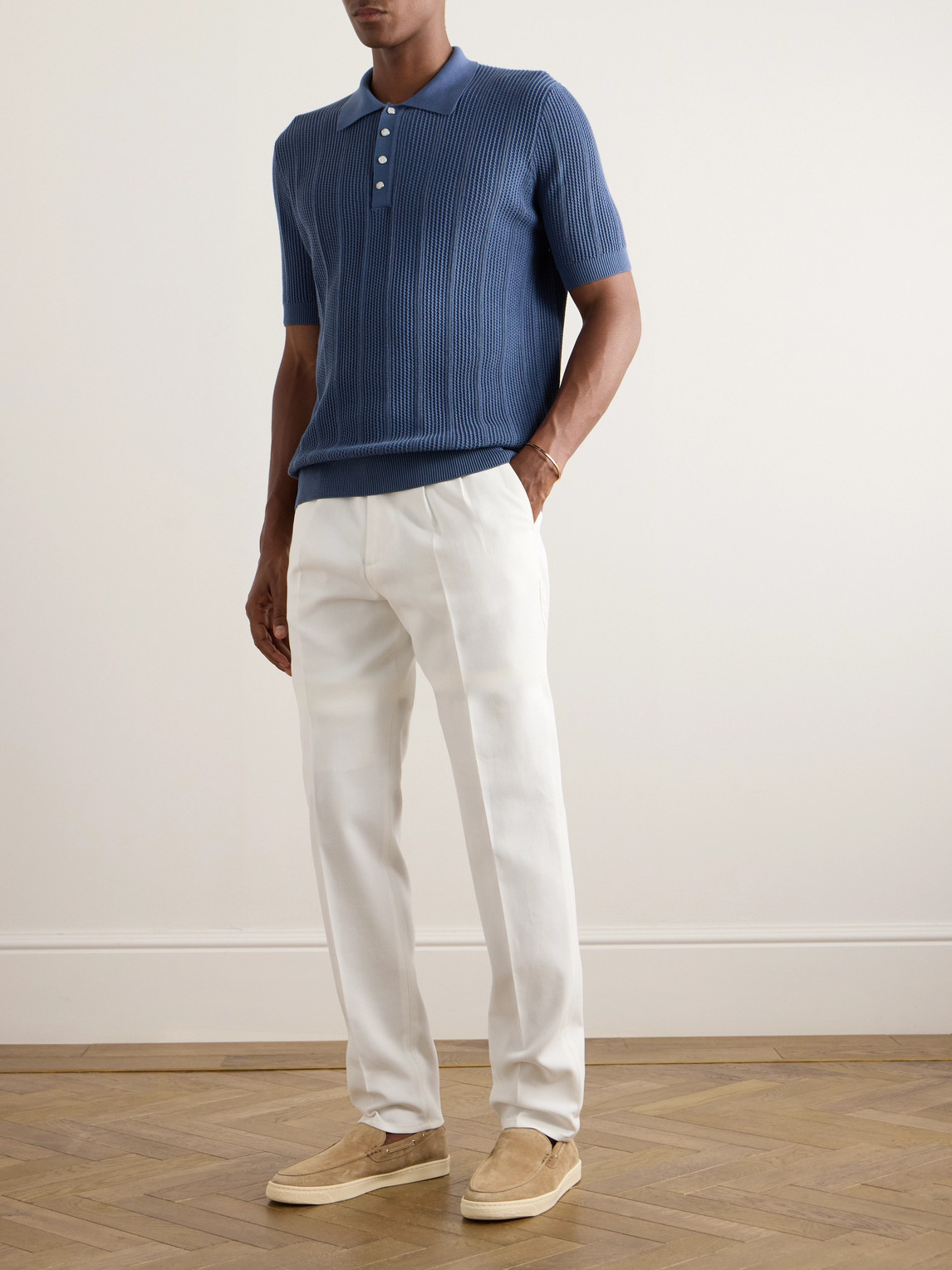 Brunello Cucinelli Straight-Leg Pleated Cotton-Crepe Trousers - Men