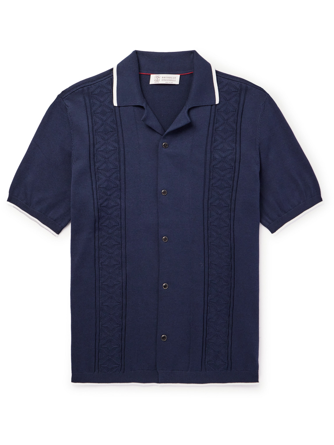 Brunello Cucinelli Slim-fit Jacquard-knit Cotton Shirt In Blue