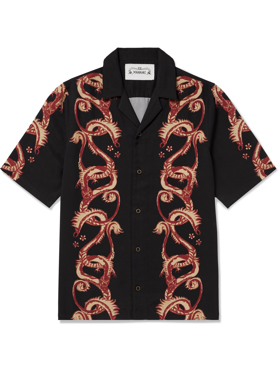 Taniwha Camp-Collar Printed Lyocell-Twill Shirt