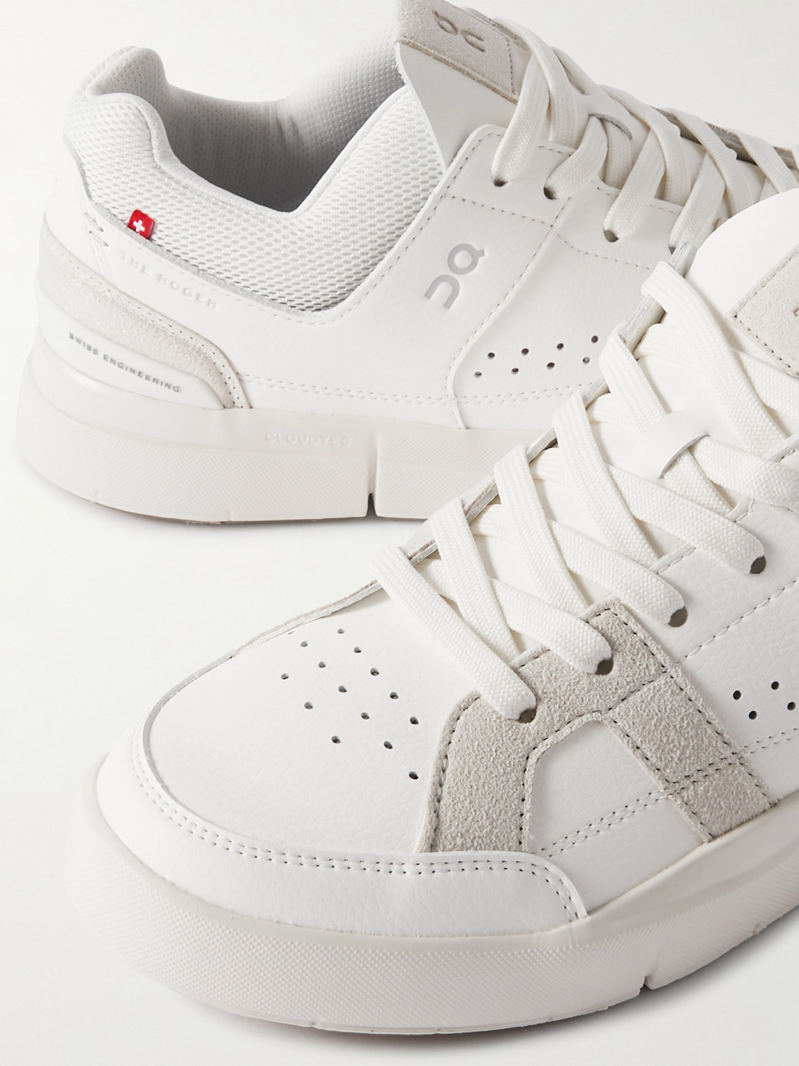 On Roger Federer The Roger Clubhouse Faux Leather, Mesh And Faux Suede Sneakers In White