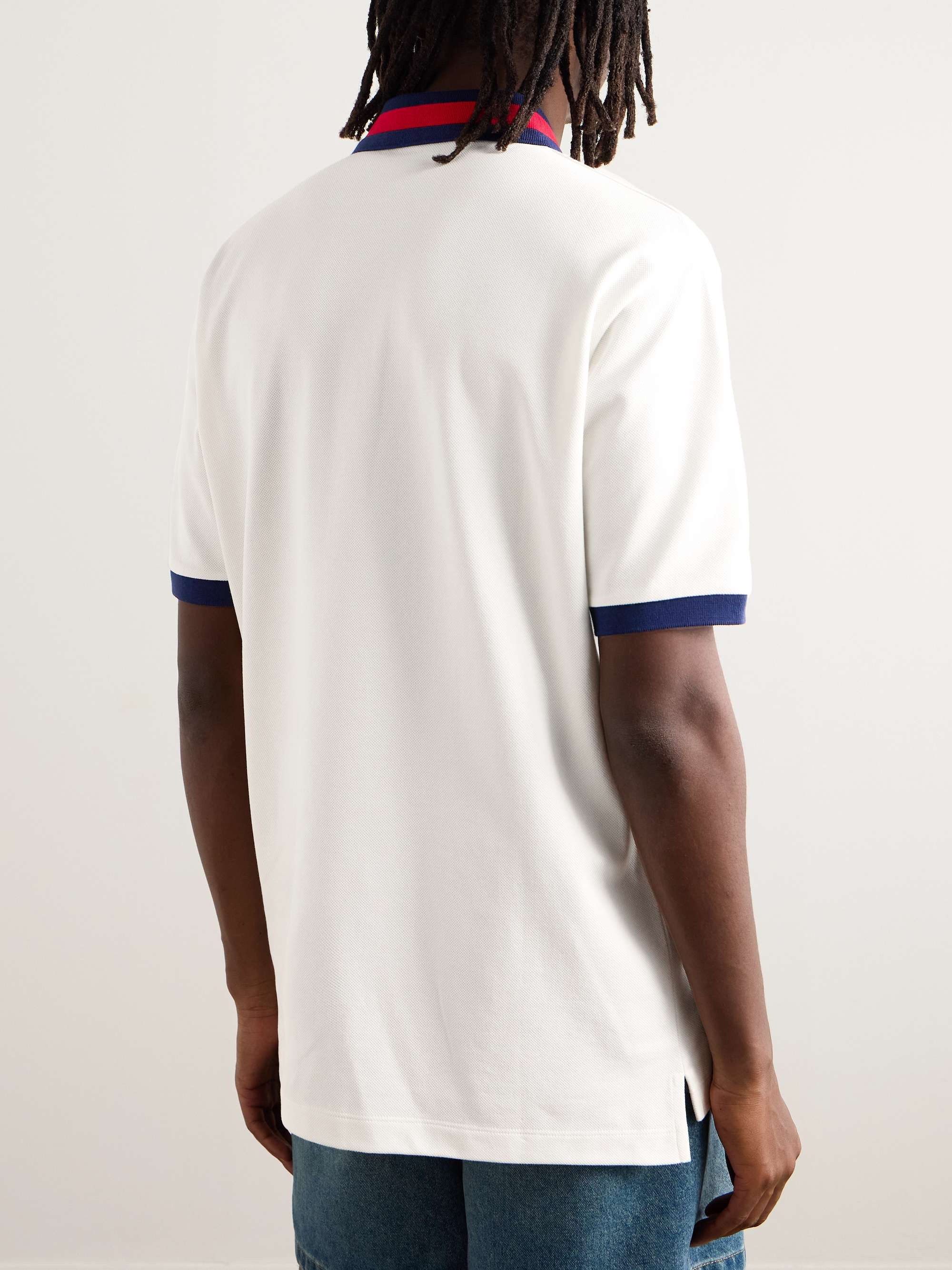 GUCCI Logo-Embroidered Stretch-Cotton Piqué Polo Shirt