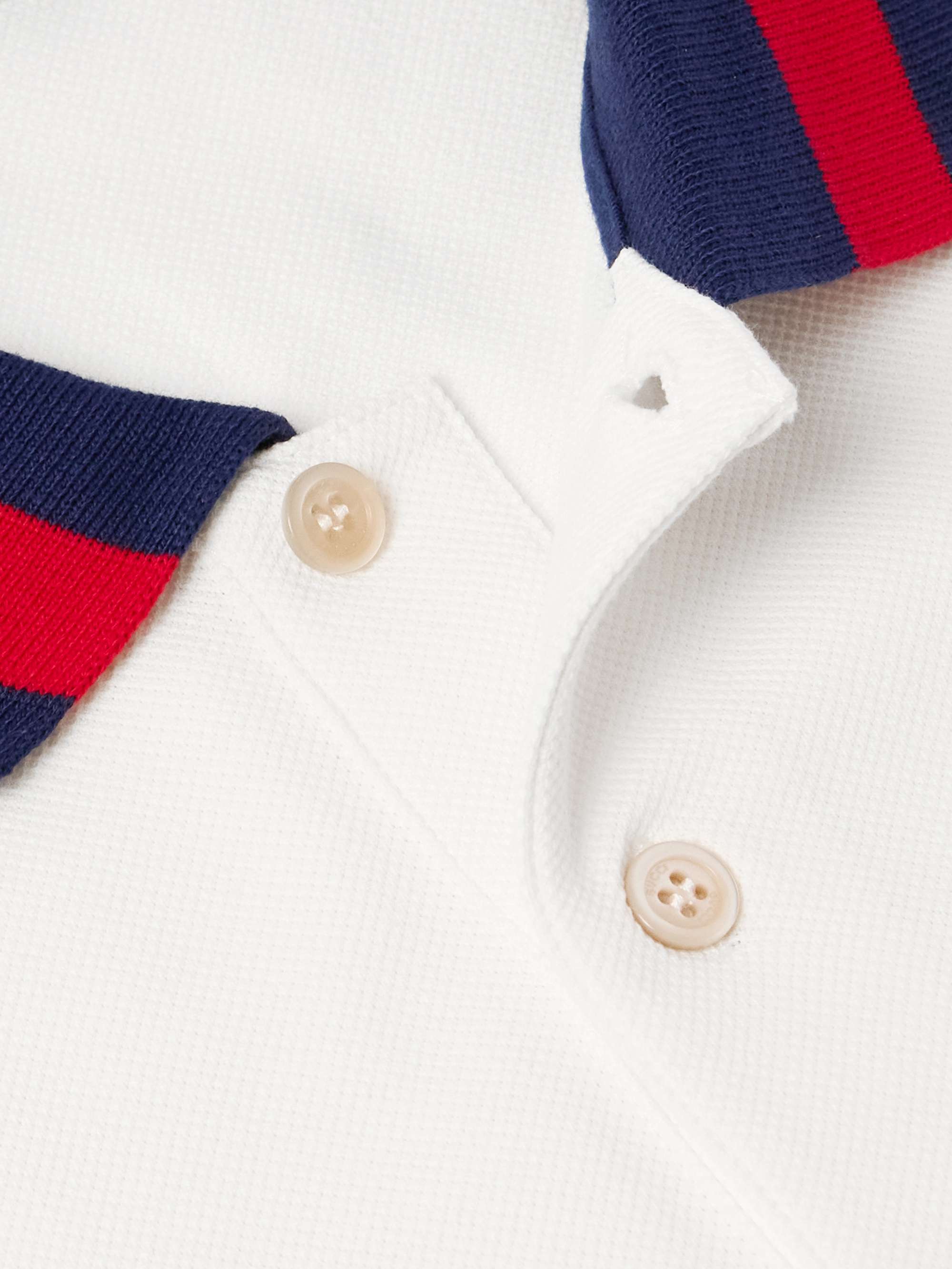 GUCCI Logo-Embroidered Stretch-Cotton Piqué Polo Shirt