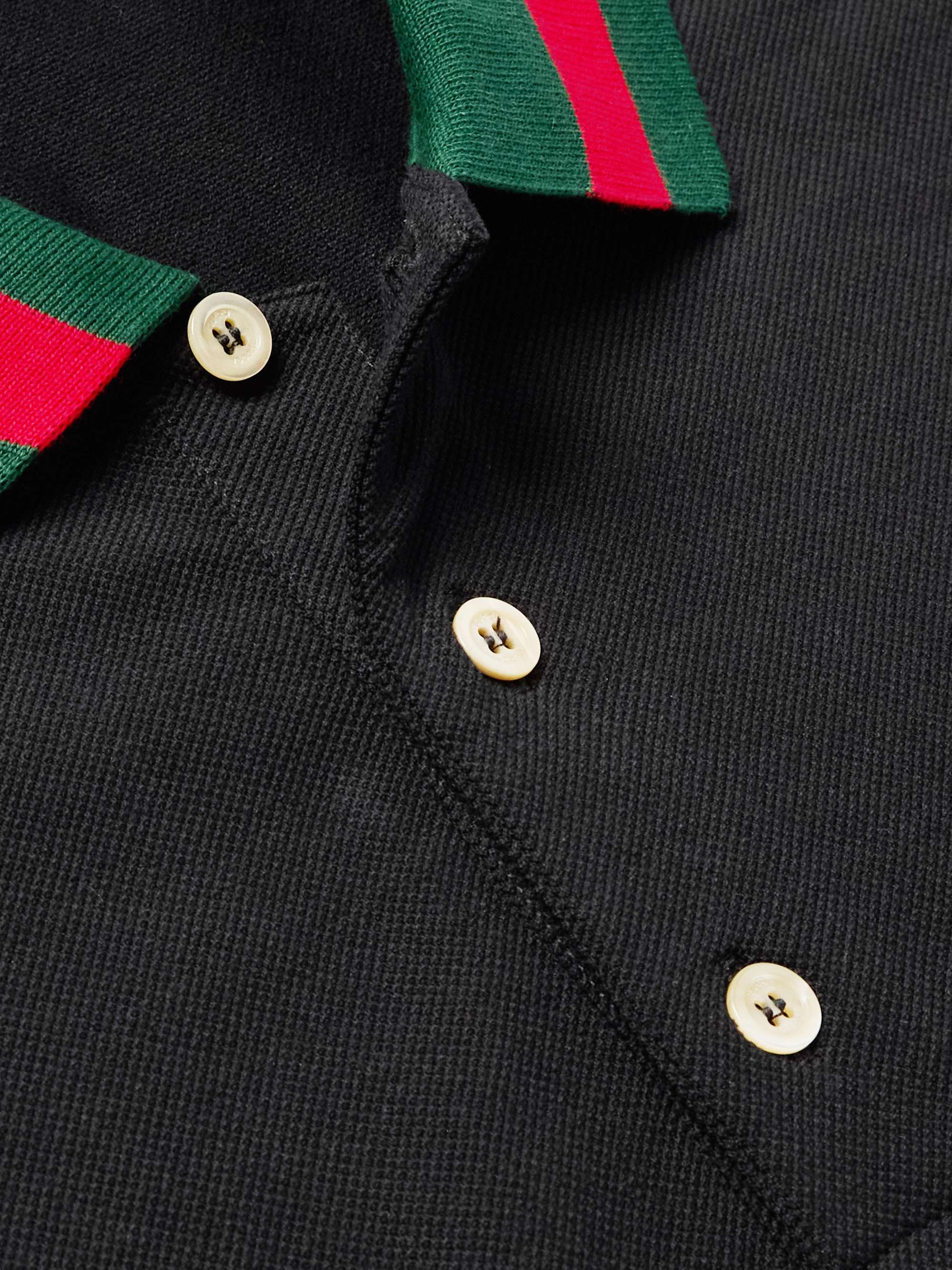 GUCCI Logo-Embroidered Stretch-Cotton Piqué Polo Shirt