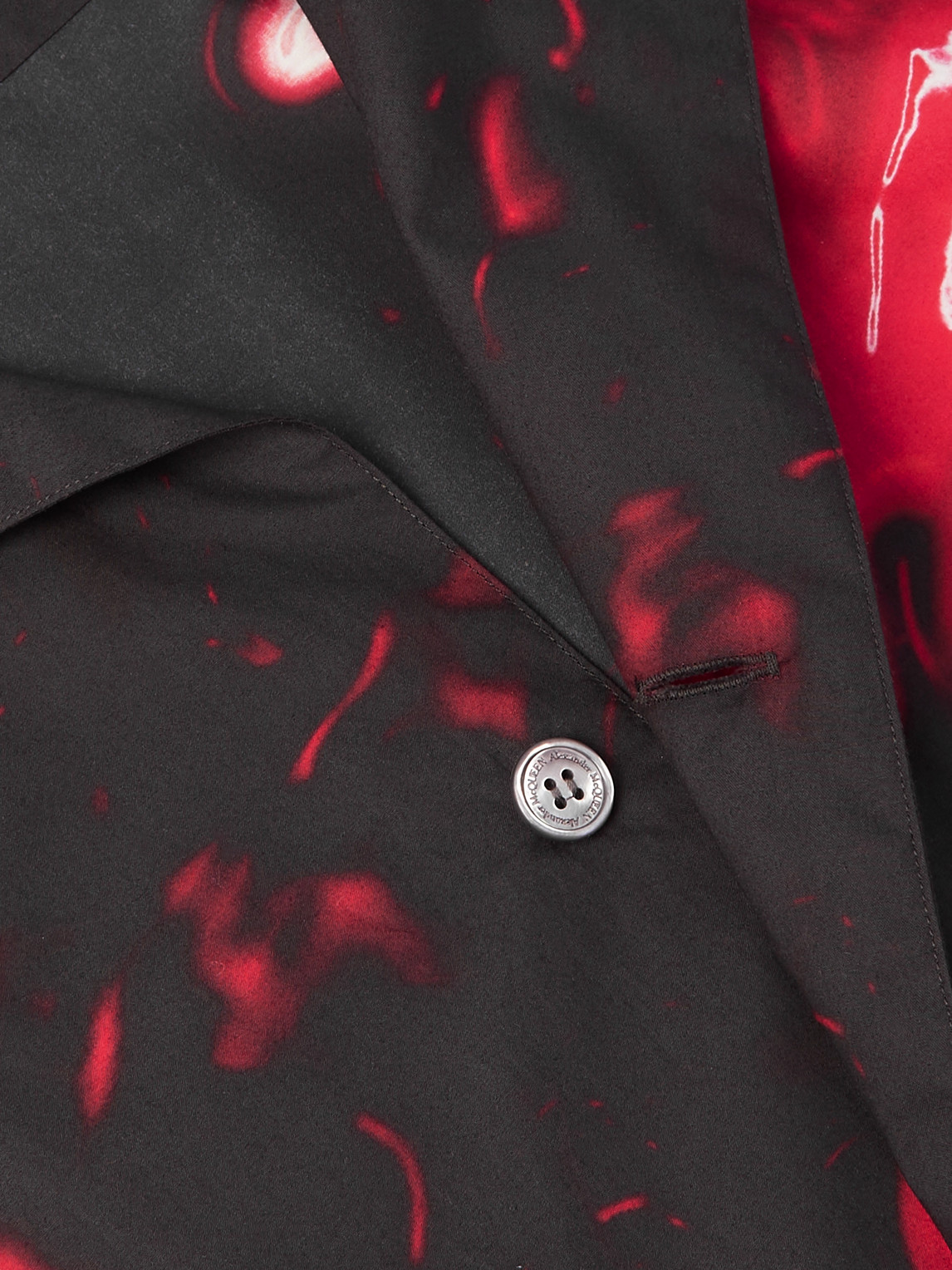 Shop Alexander Mcqueen Camp-collar Floral-print Cotton-poplin Shirt In Red