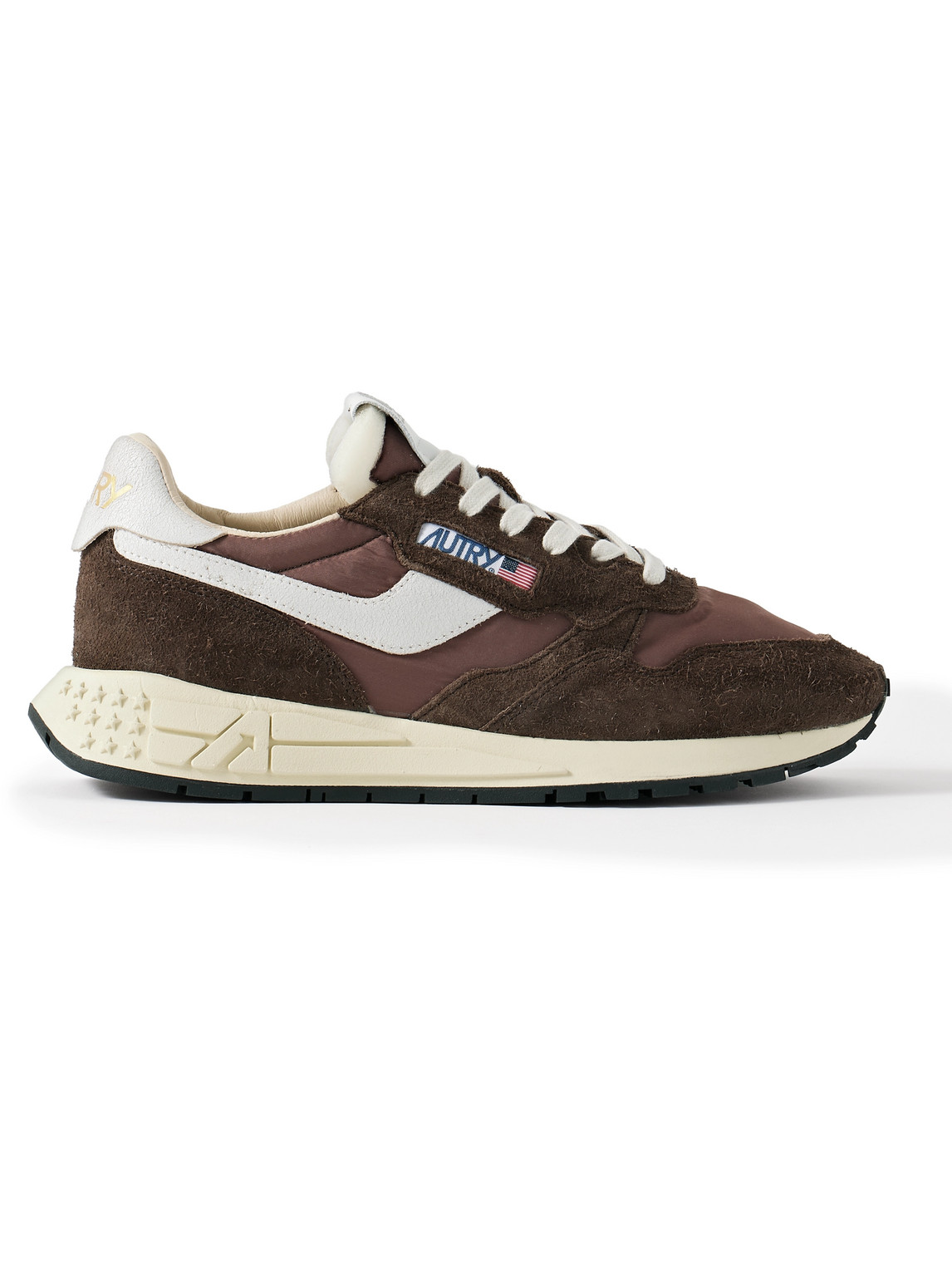 Autry Reelwind Low Leather-trimmed Suede And Shell Sneakers In Brown