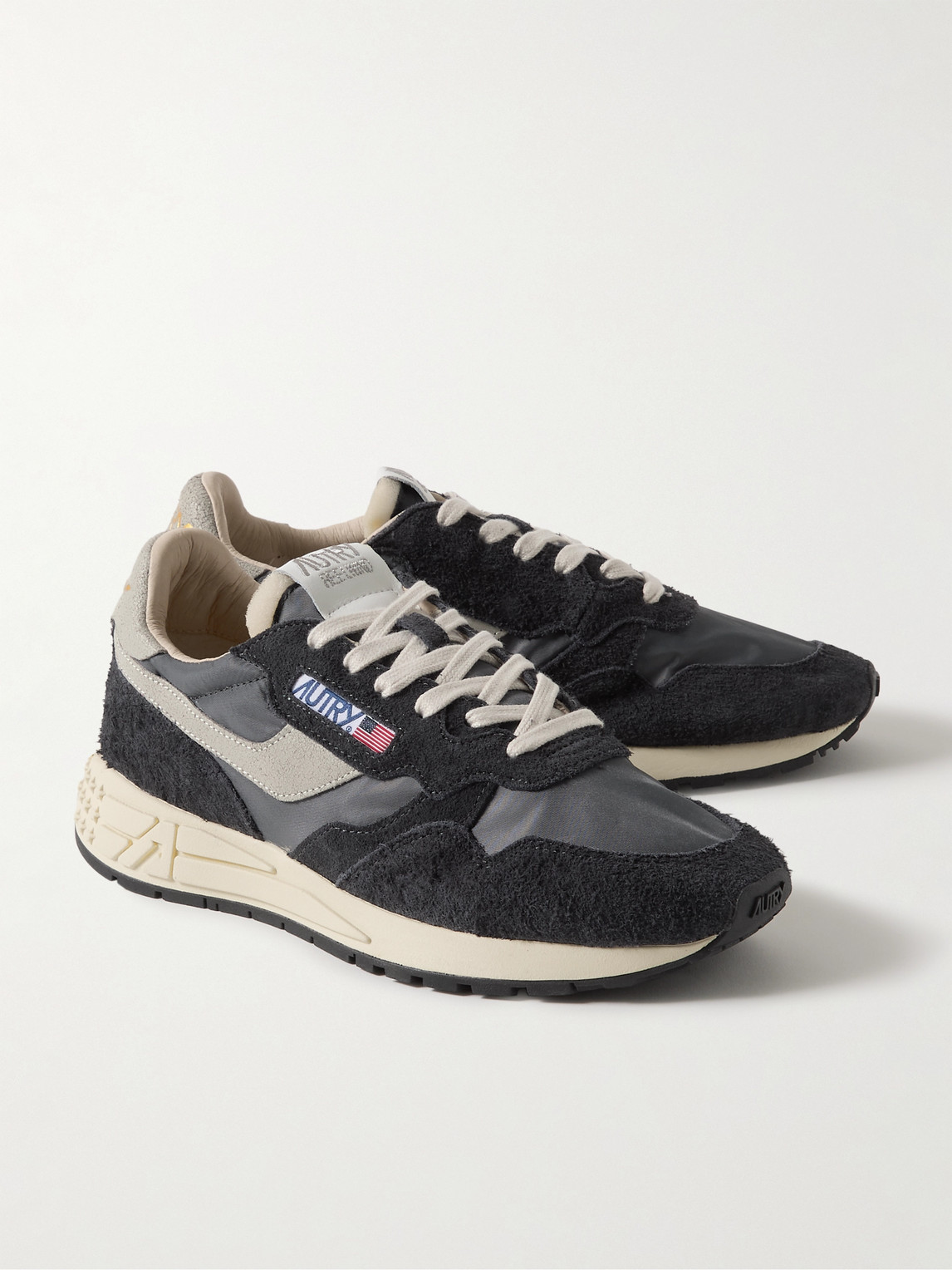 Autry Reelwind Running Sneakers In Suede And Nylon In Black