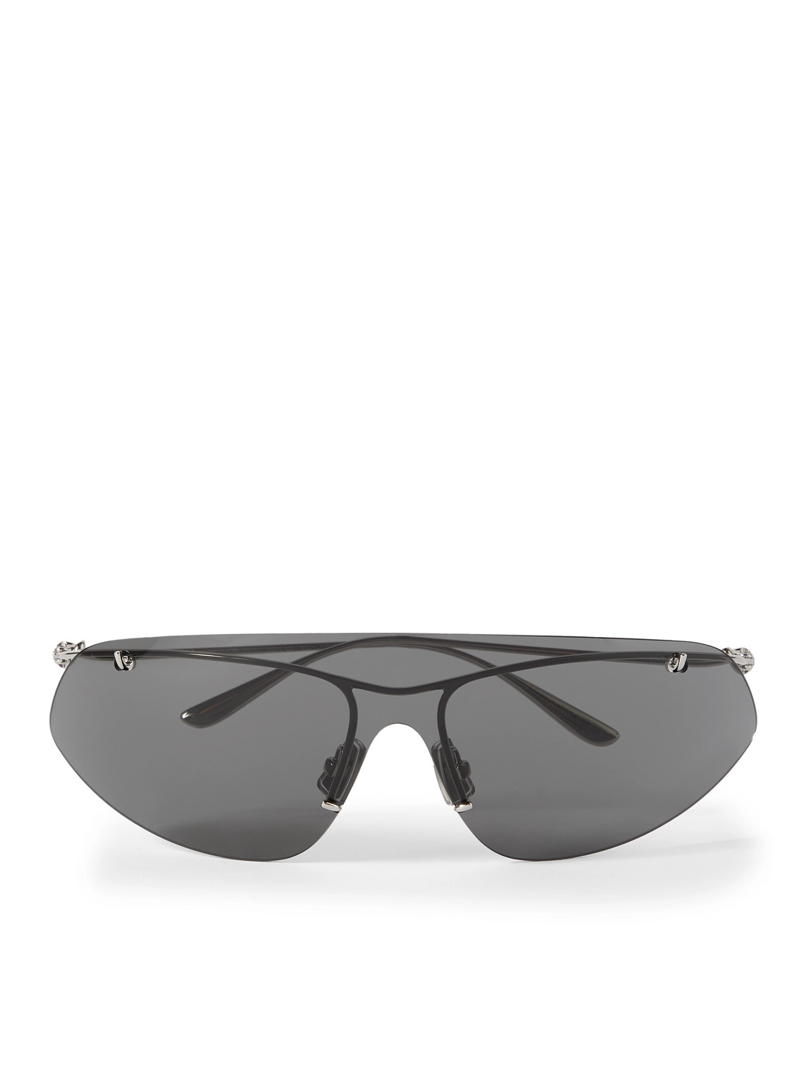 Knot Shield Rimless Aviator-Style Silver-Tone Sunglasses