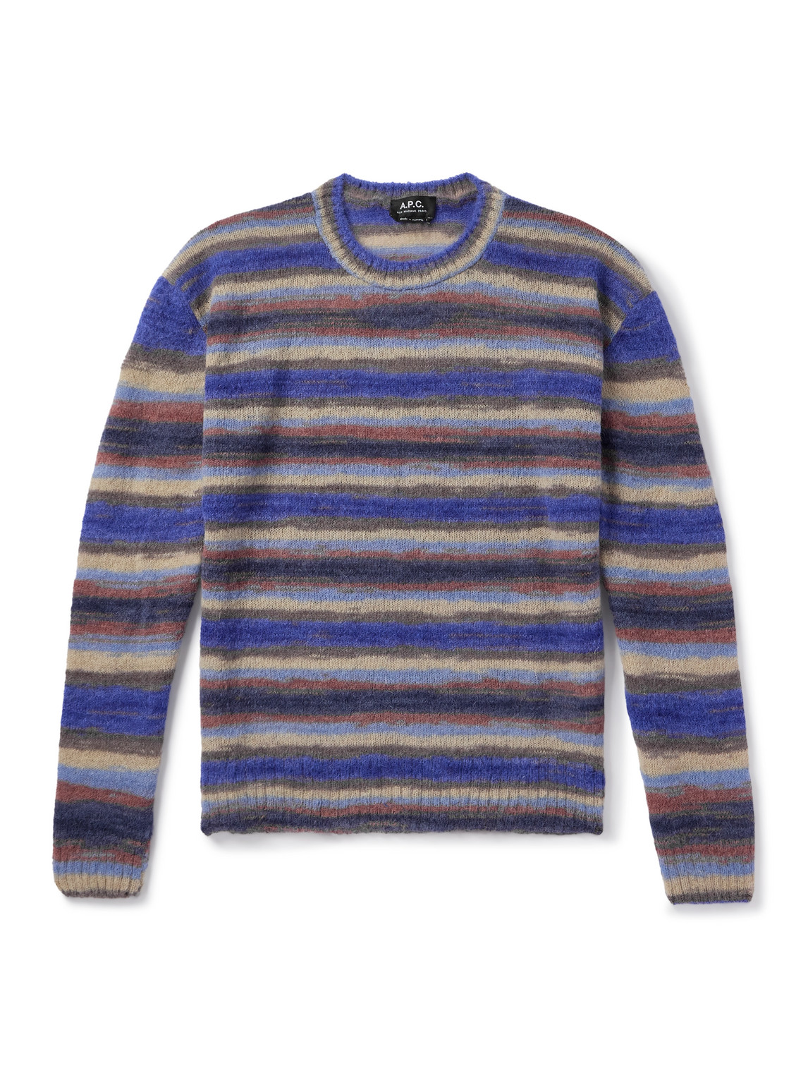 Apc A.p.c. Crewneck Striped Knitted Jumper In Blue