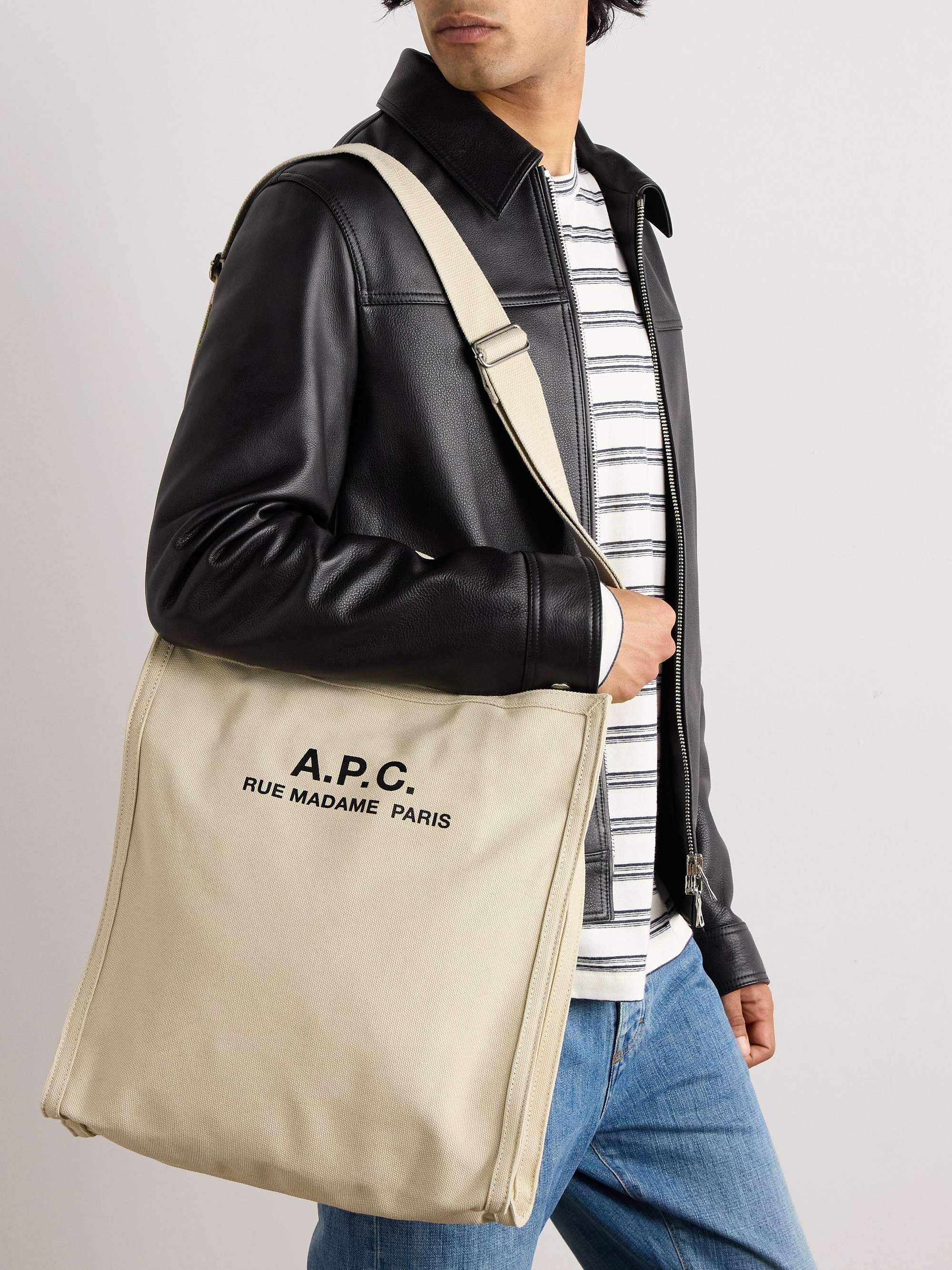 A.P.C. Logo-Print Cotton-Canvas Tote Bag