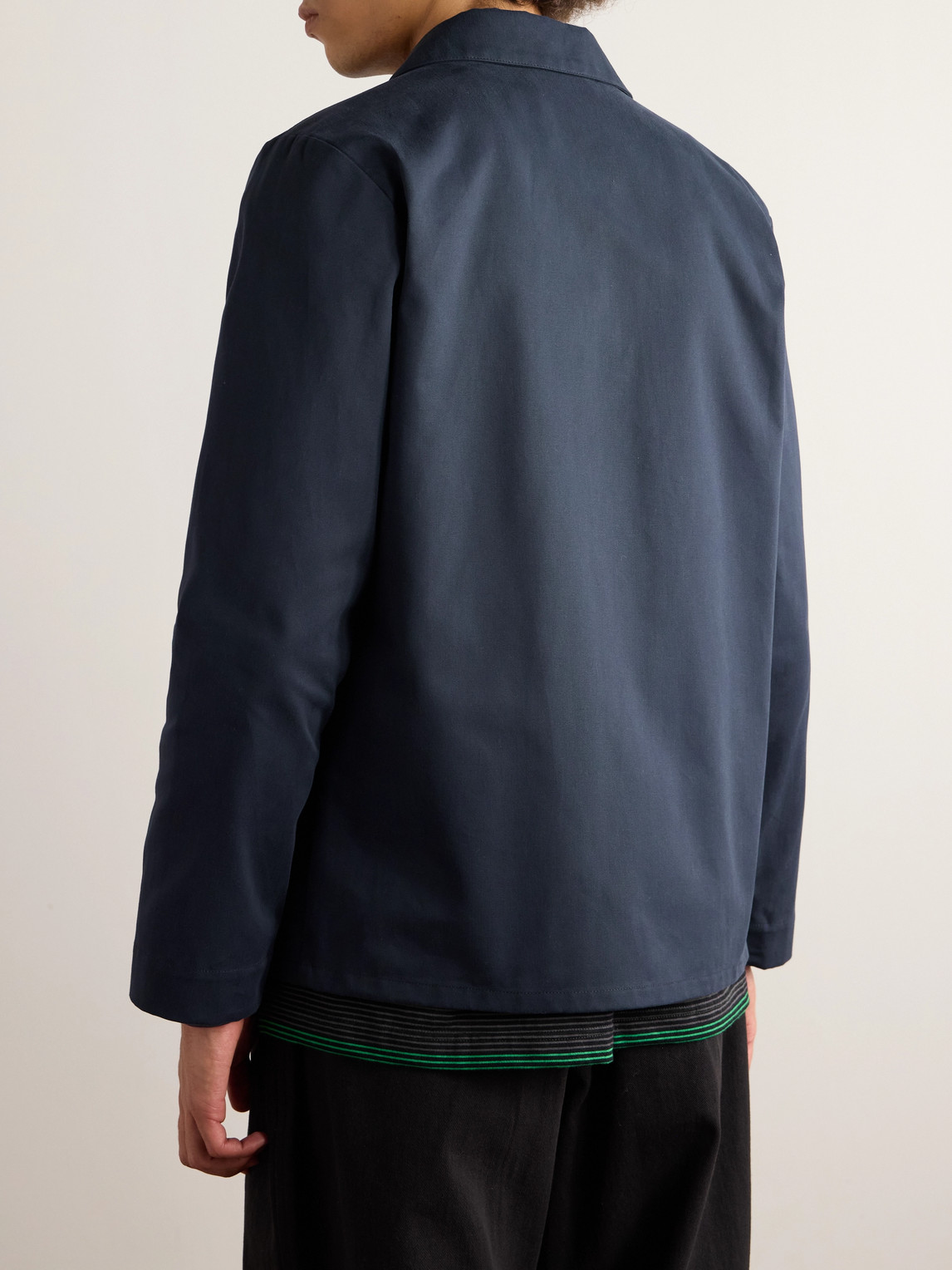 Apc Kerlouan Logo-embroidered Cotton-twill Overshirt In Blue