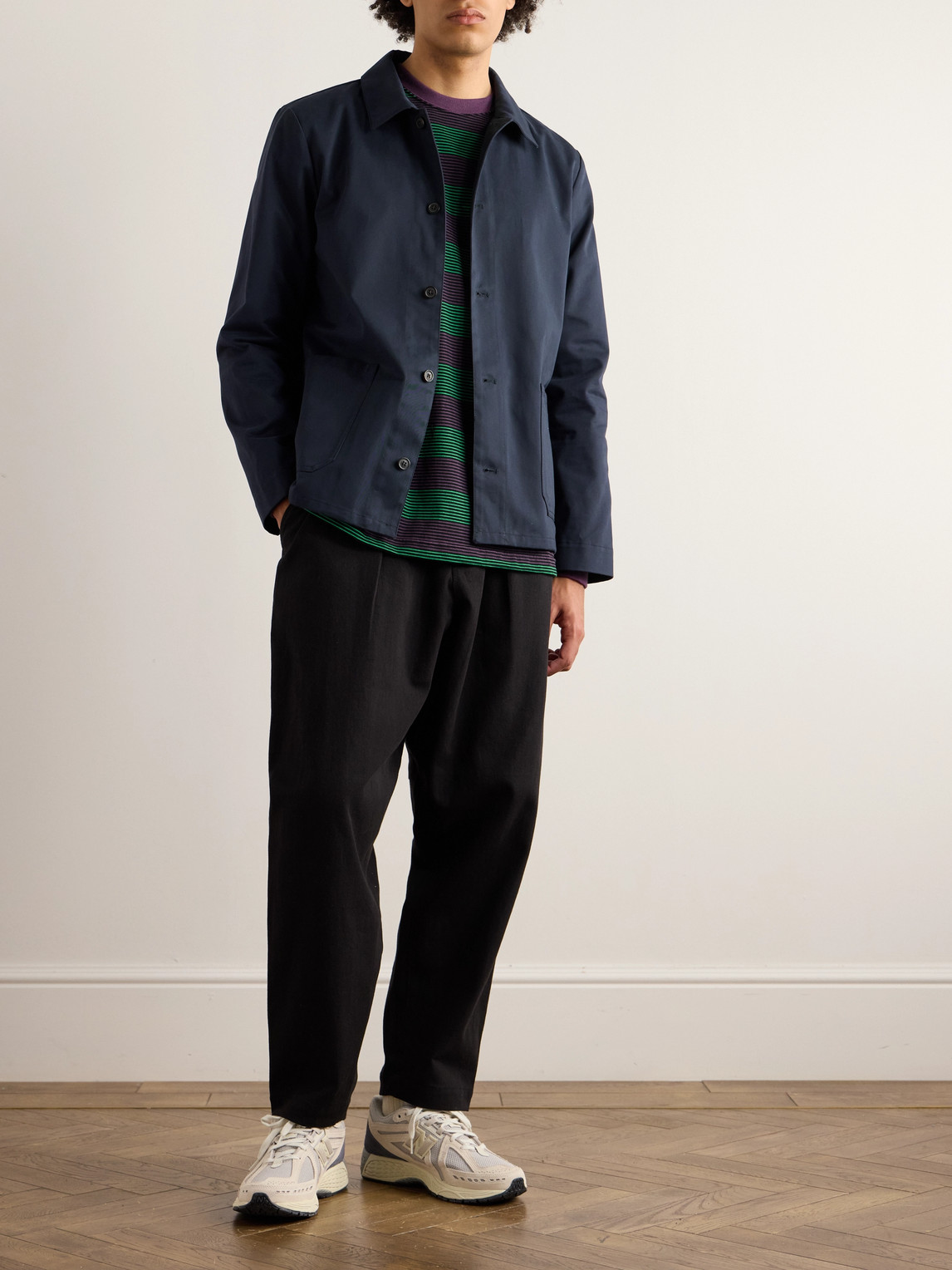Apc Kerlouan Logo-embroidered Cotton-twill Overshirt In Blue