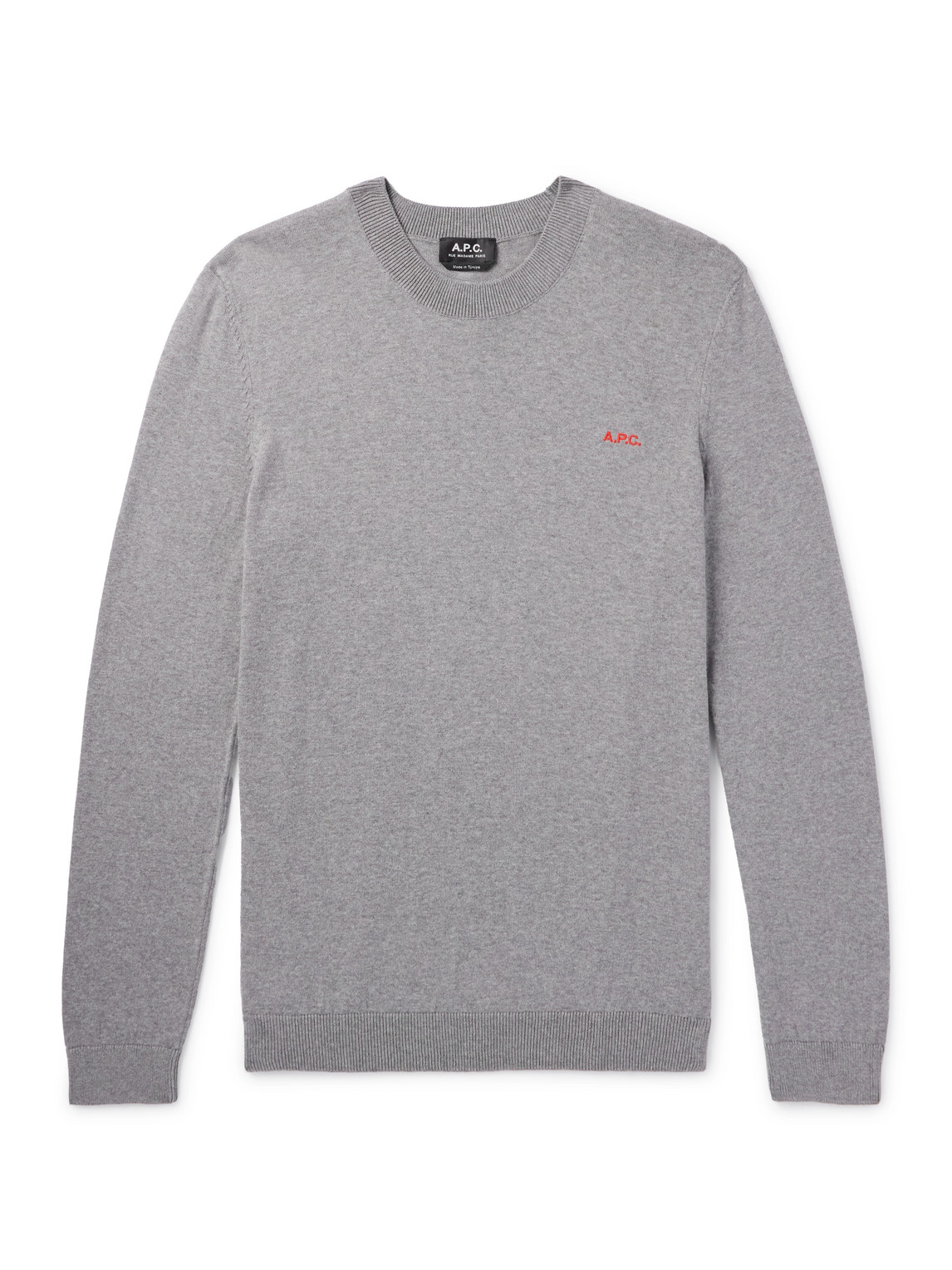 A.P.C. - Amir Slim-Fit Logo-Embroidered Cotton Sweater - Men - Gray - S