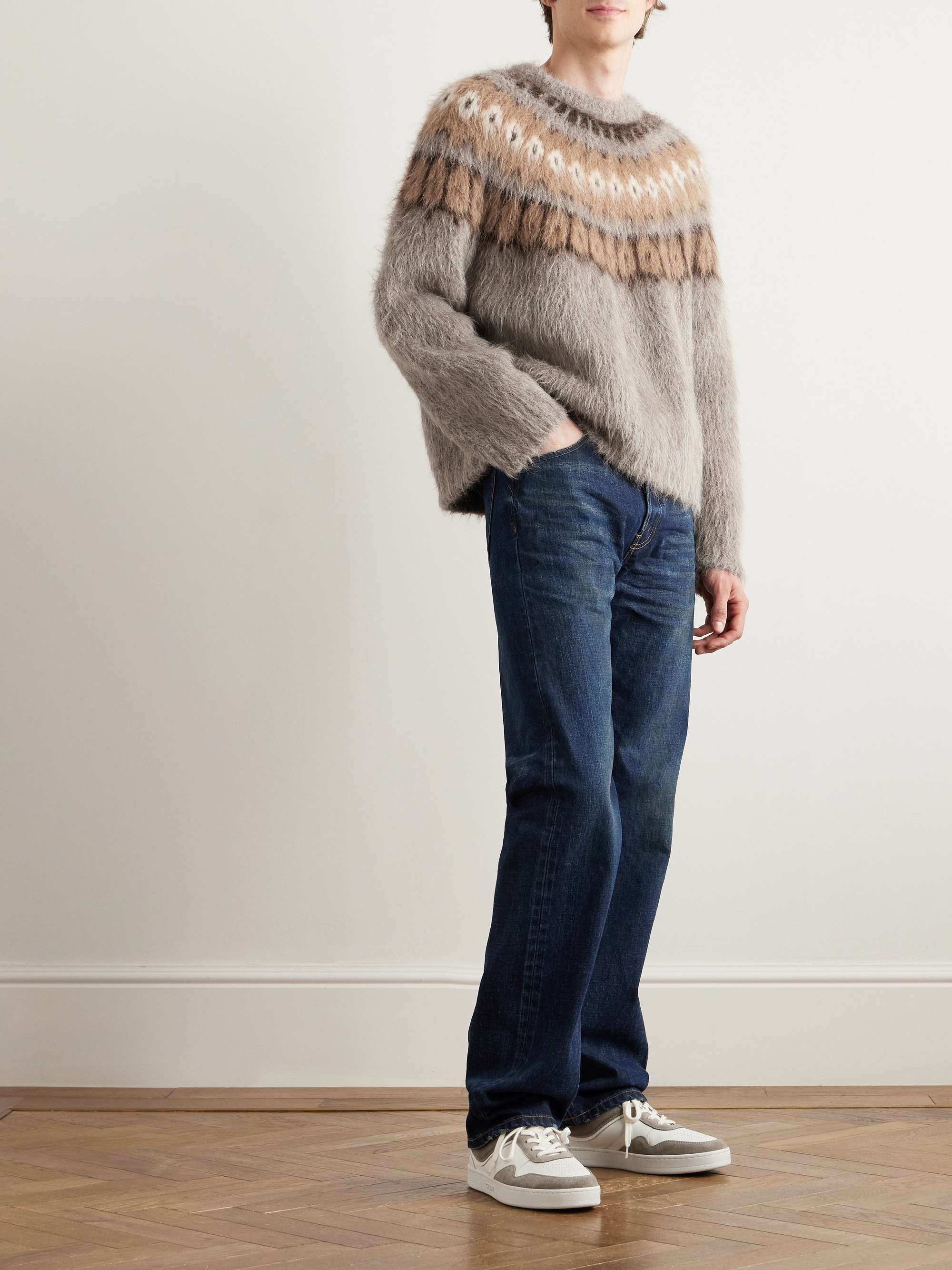 CELINE HOMME Fair Isle Brushed Alpaca Wool-Blend Sweater for CELINE HOMME Fair Isle Brushed Alpaca Wool-Blend Sweater for
