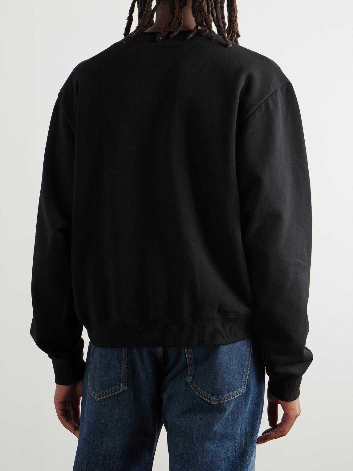 Celine Logo-print Cotton-jersey Sweatshirt In Black