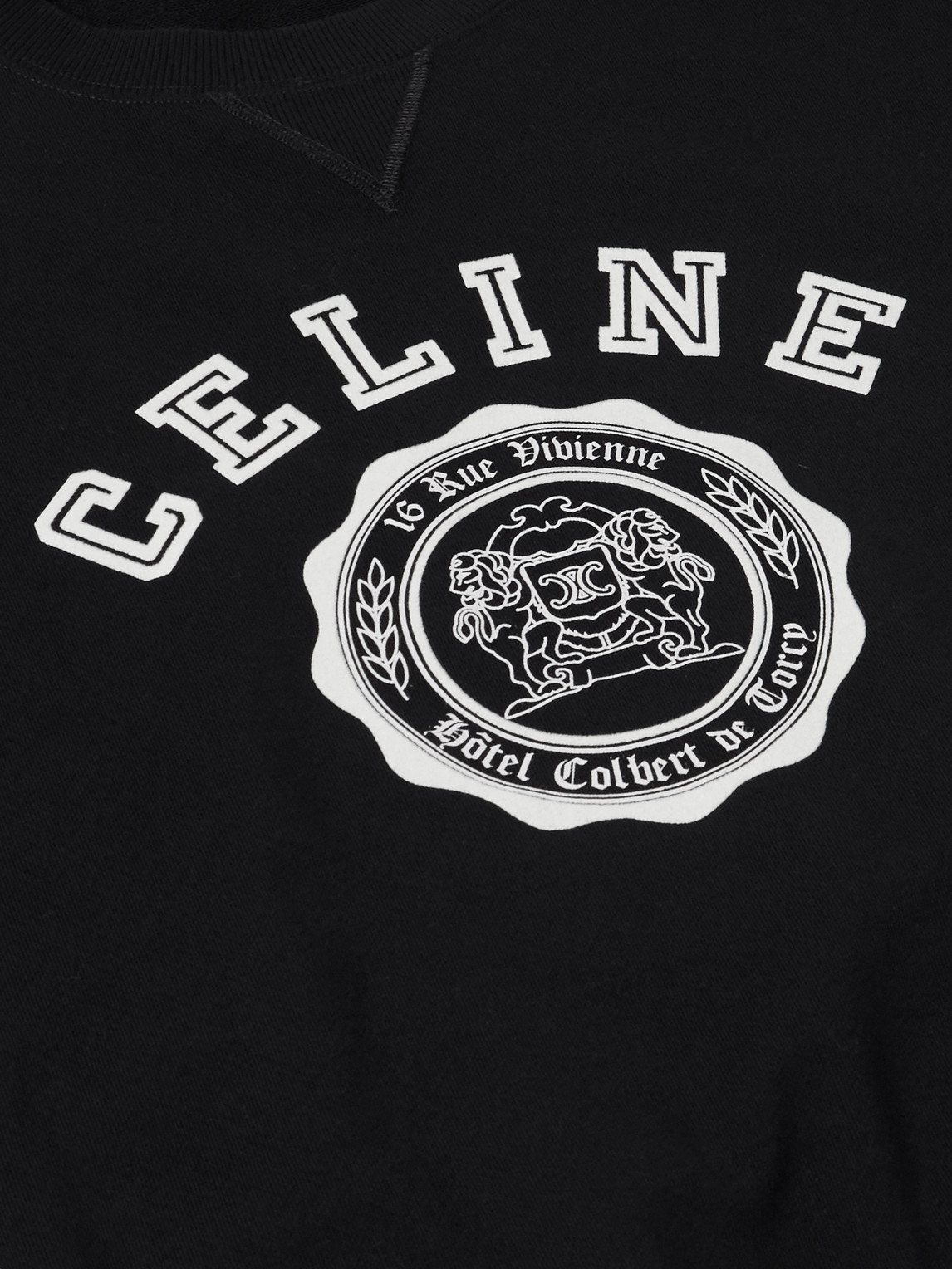 Celine Logo-print Cotton-jersey Sweatshirt In Black