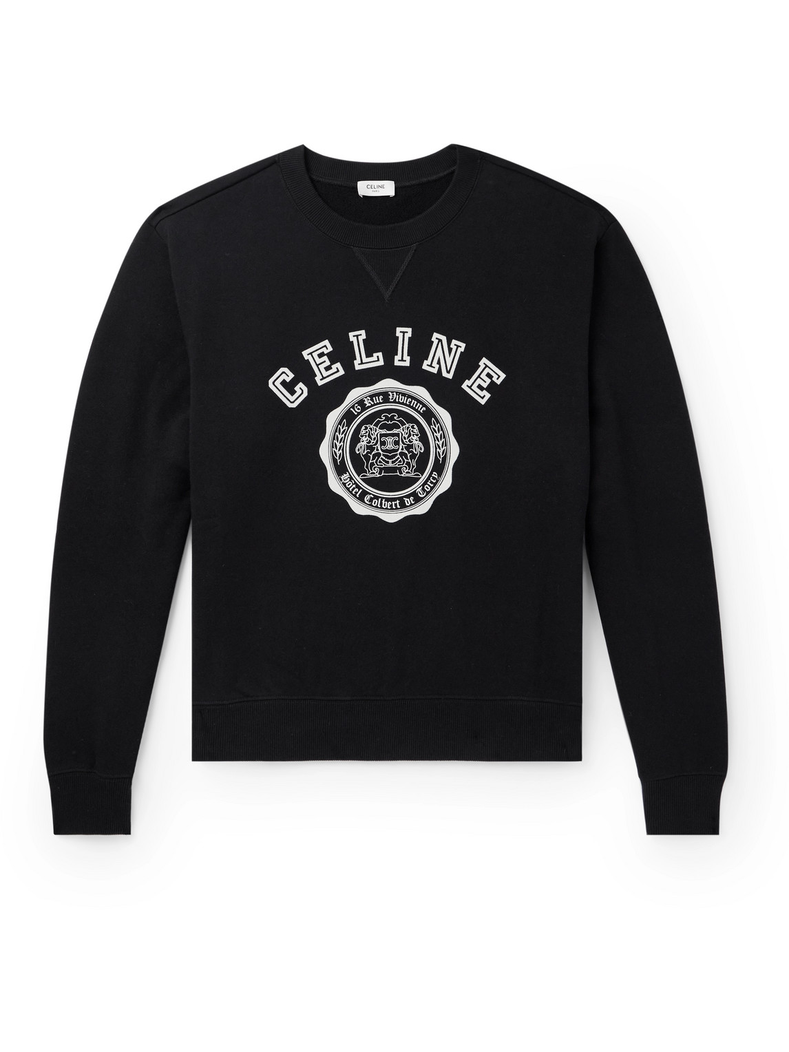 Celine Logo-print Cotton-jersey Sweatshirt In Black