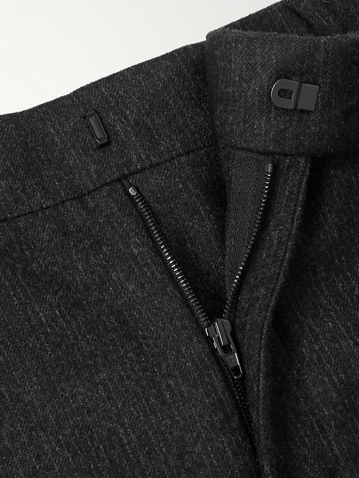 Celine Straight-leg Pinstriped Brushed Wool-twill Suit Trousers In Black