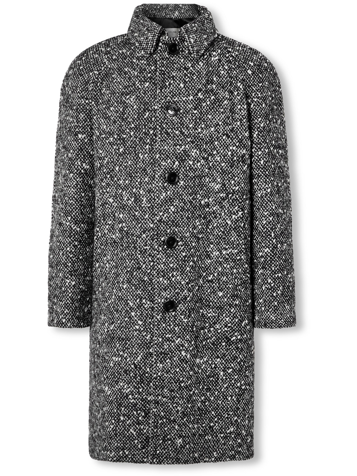 Celine Wool-blend Tweed Coat In Brown