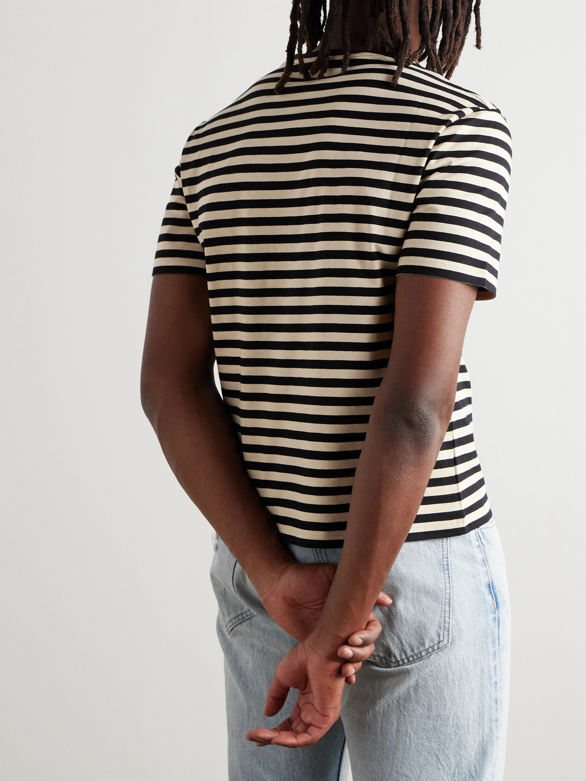 Celine Triomphe Logo-embroidered Striped Cotton-jersey T-shirt In Multi
