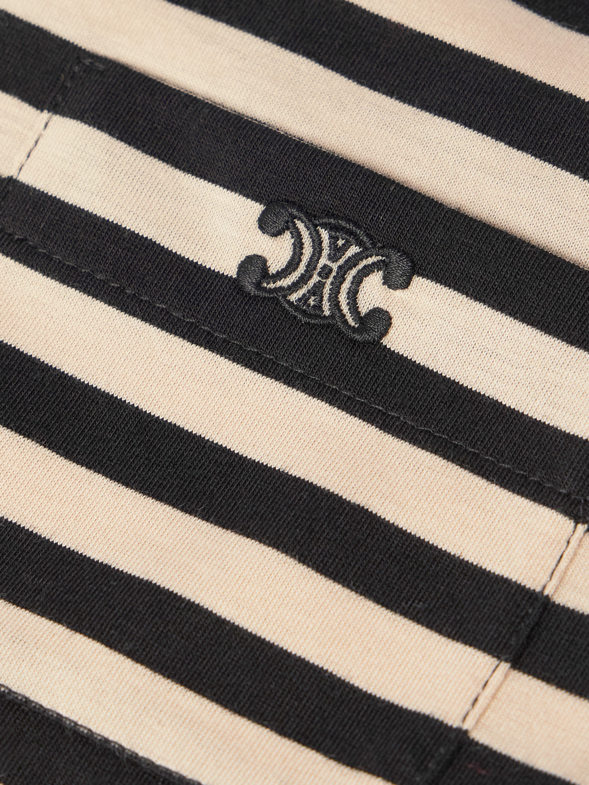 Celine Triomphe Logo-embroidered Striped Cotton-jersey T-shirt In Multi