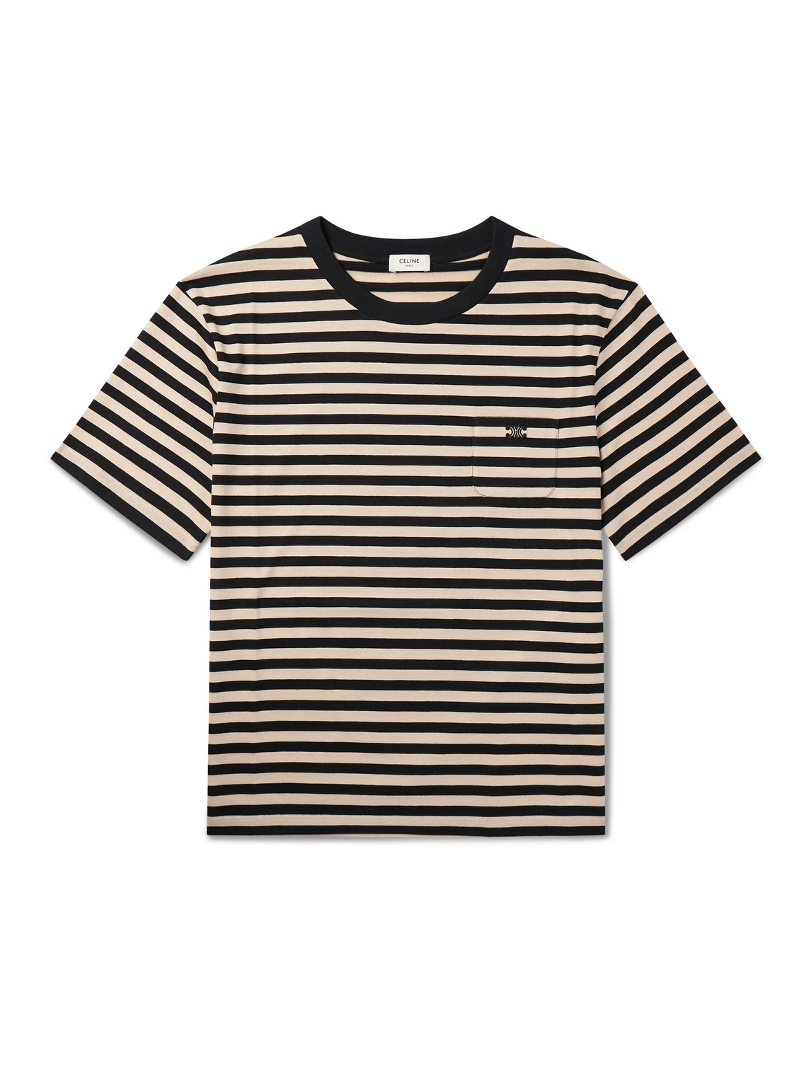 Celine Triomphe Logo-embroidered Striped Cotton-jersey T-shirt In Multi