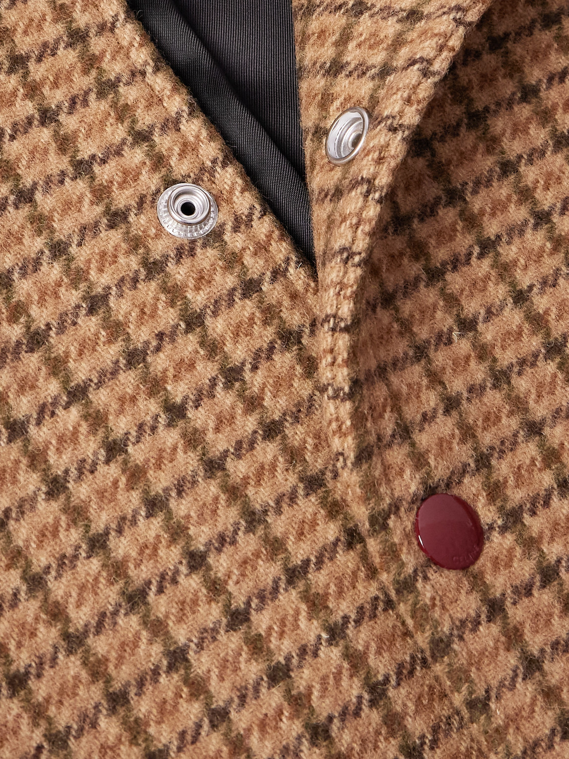 Celine Logo-embroidered Checked Wool Bomber Jacket In Brown