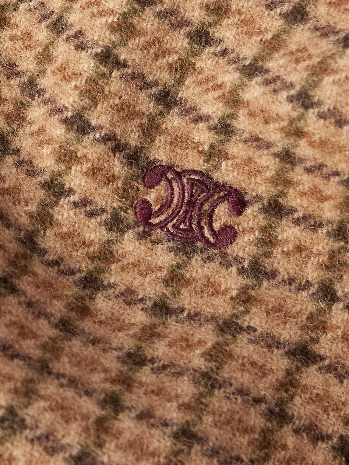 Celine Logo-embroidered Checked Wool Bomber Jacket In Brown