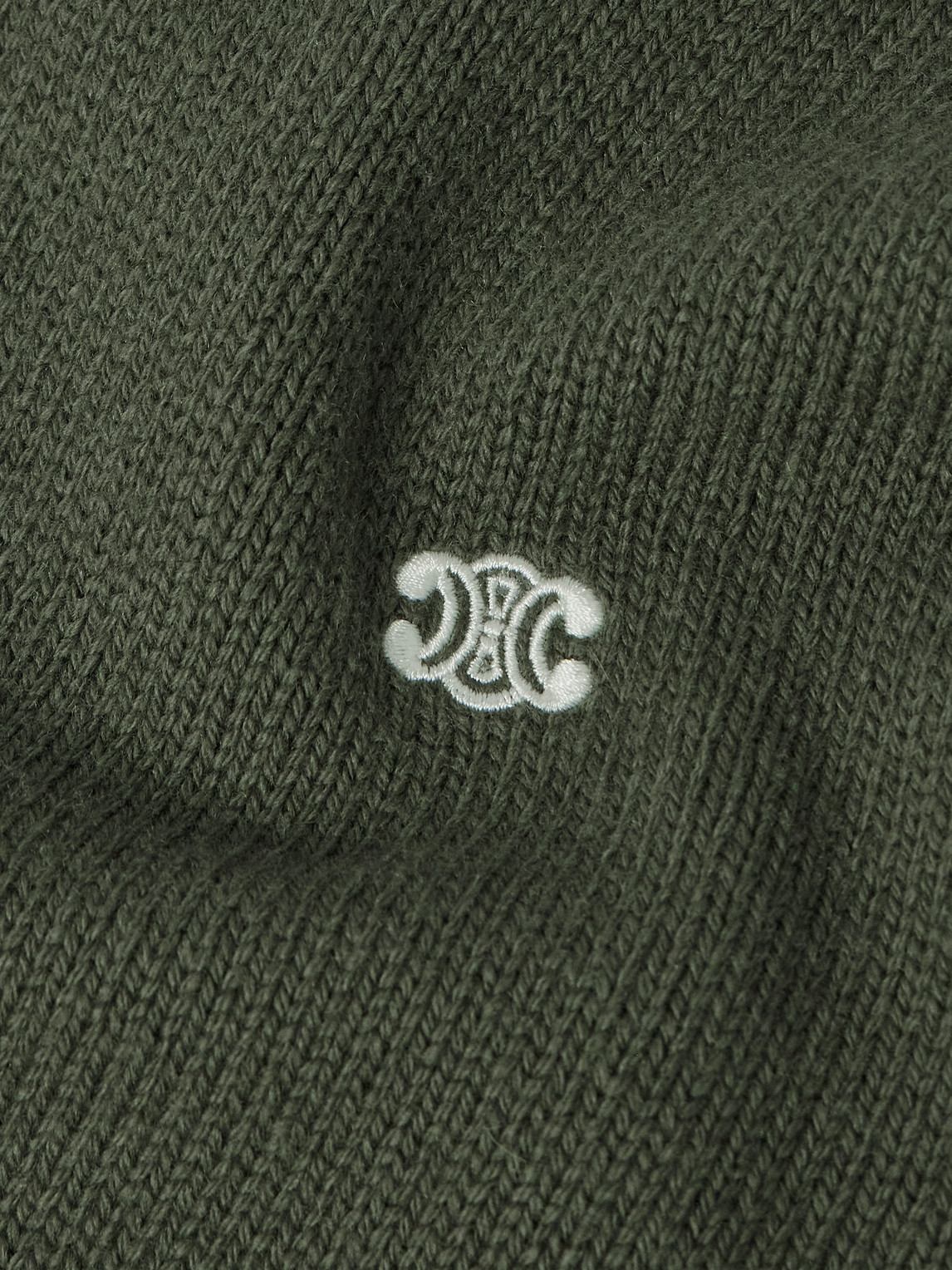 Celine Triomphe Slim-fit Logo-embroidered Wool And Cashmere-blend Sweater In Green